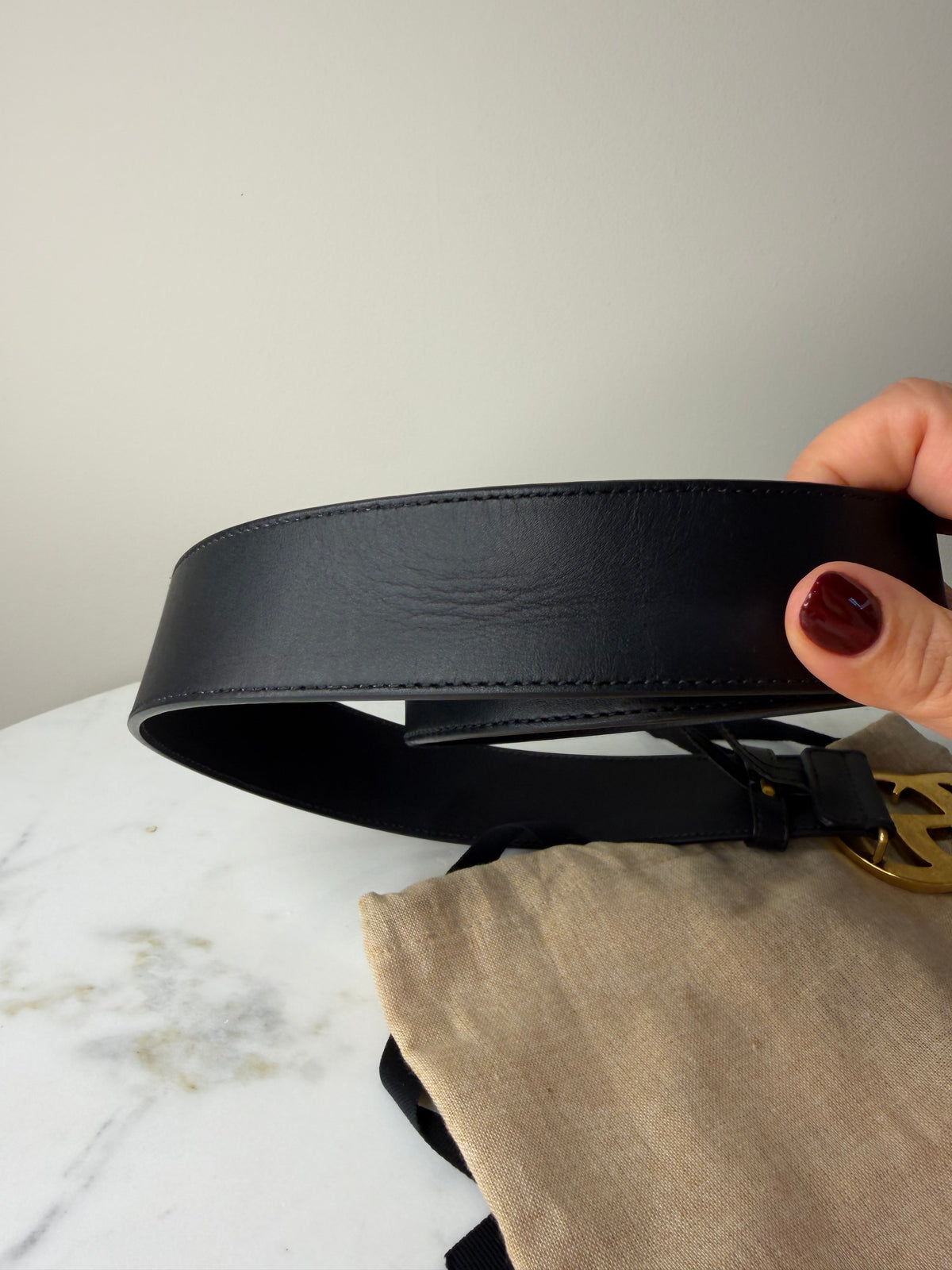 Gucci GG Marmont Black Leather Belt Size 85 - Pre owned