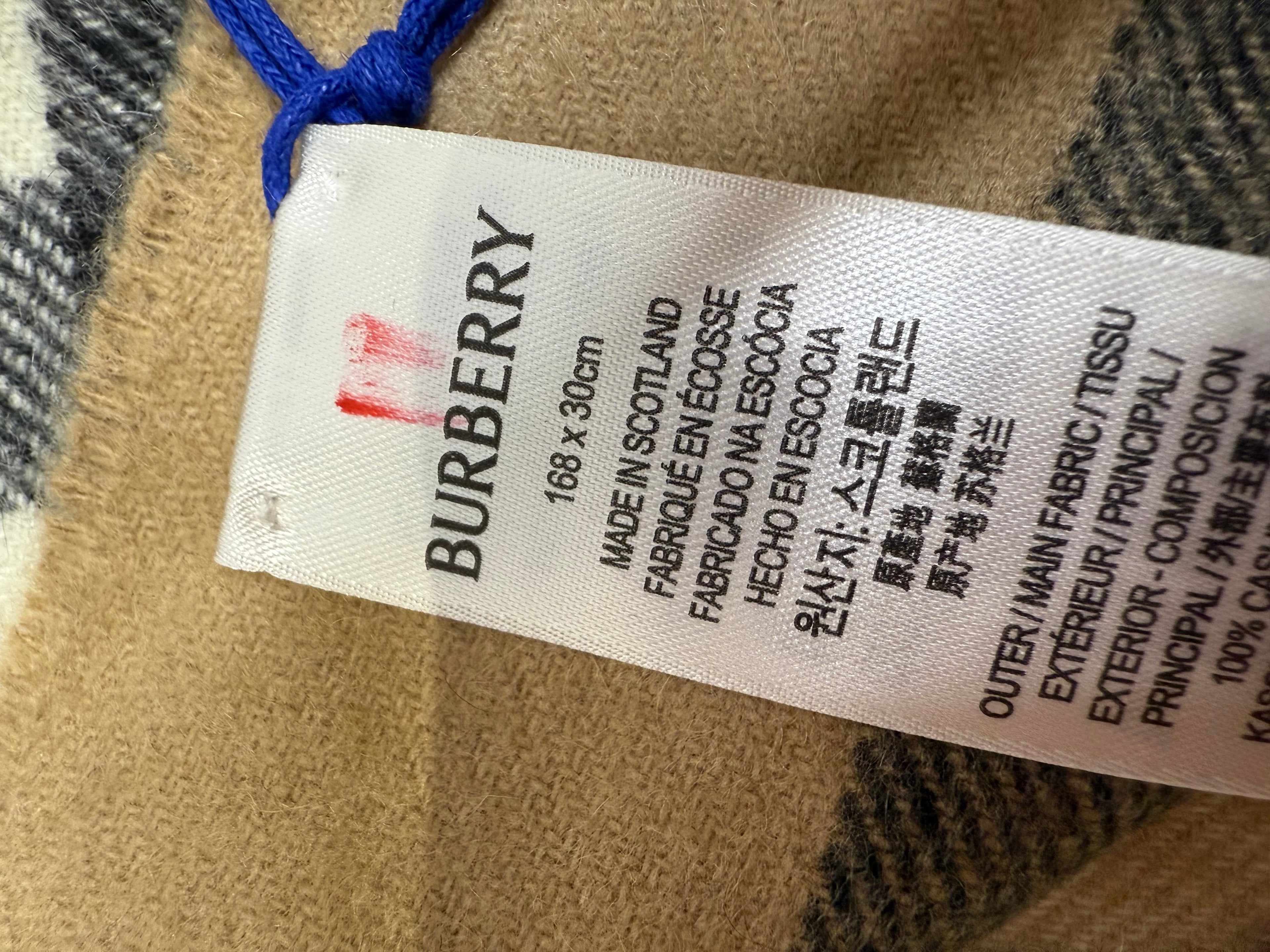 New With Tags Burberry Classic Check Cashmere Scarf - Beige