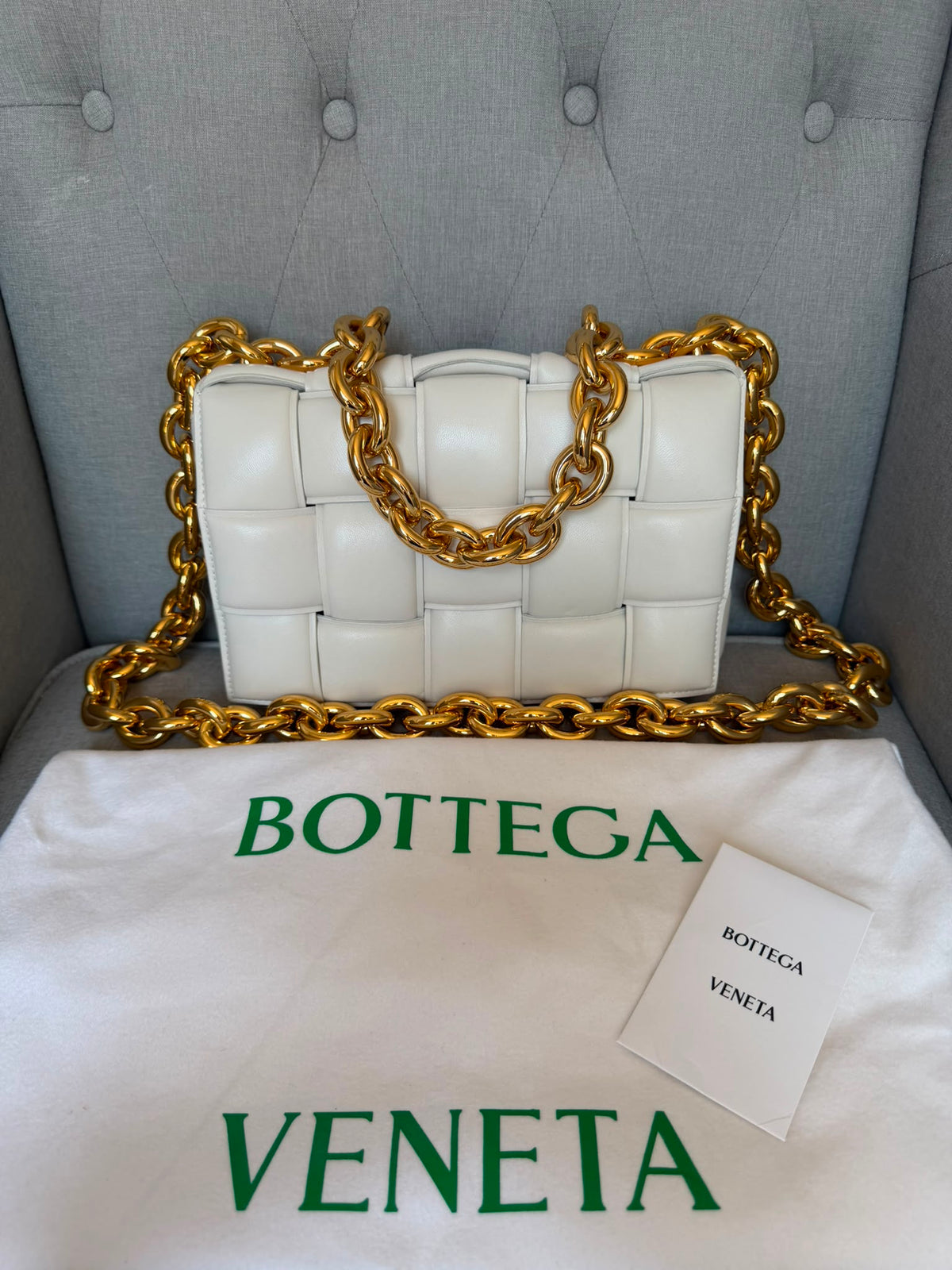 Bottega Veneta The Chain Cassette Crossbody Bag – White