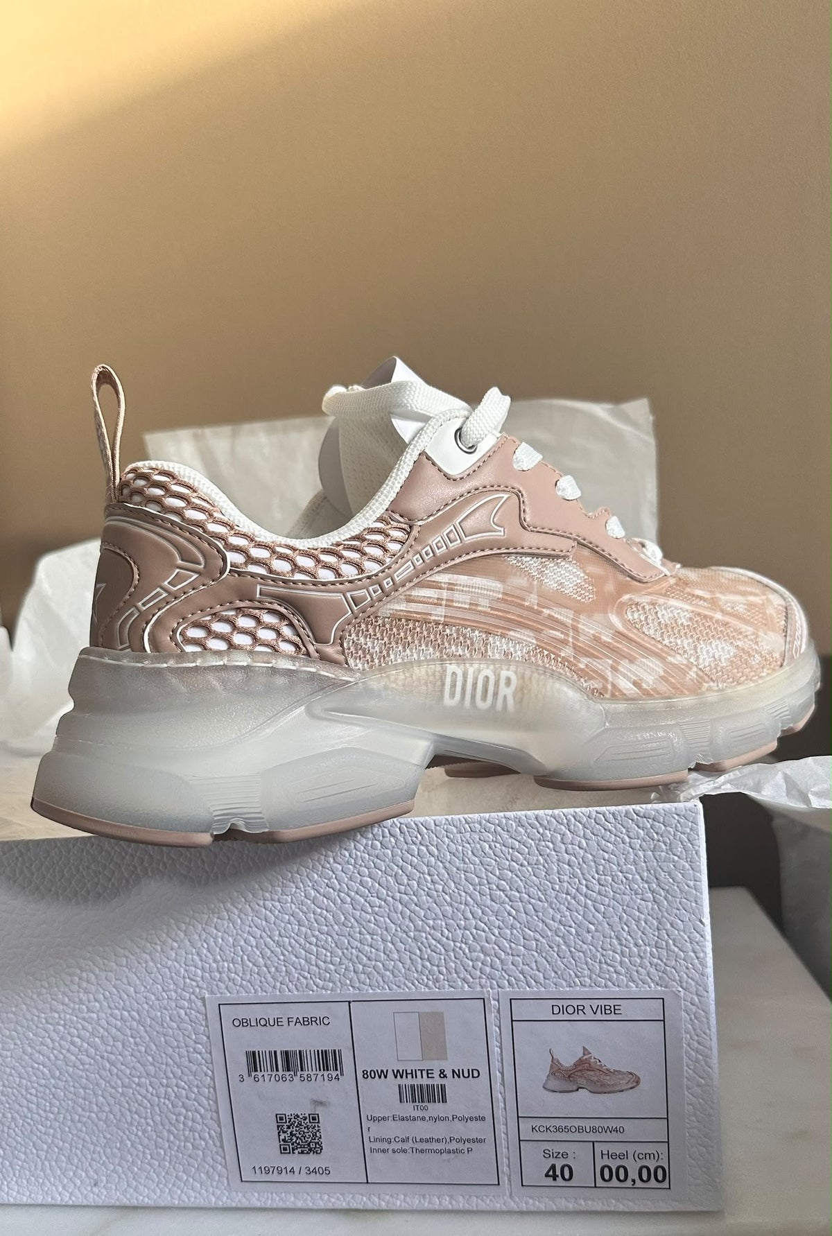 Christian Dior Oblique Jacquard Trainers – Pink – EU 40 / UK 7– Brand New in Box