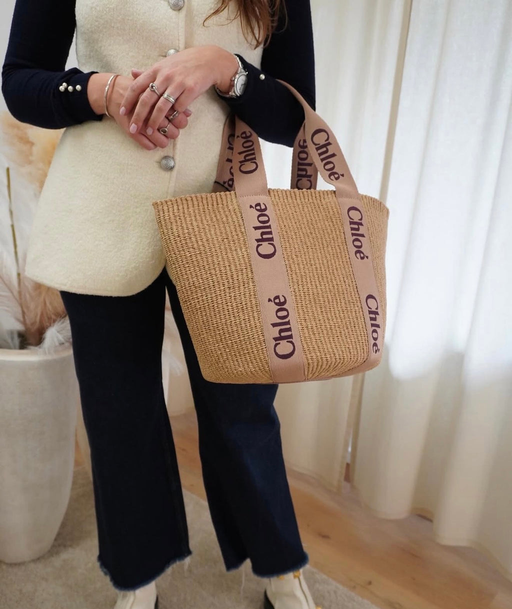 Chloe woody basket bag tan rose