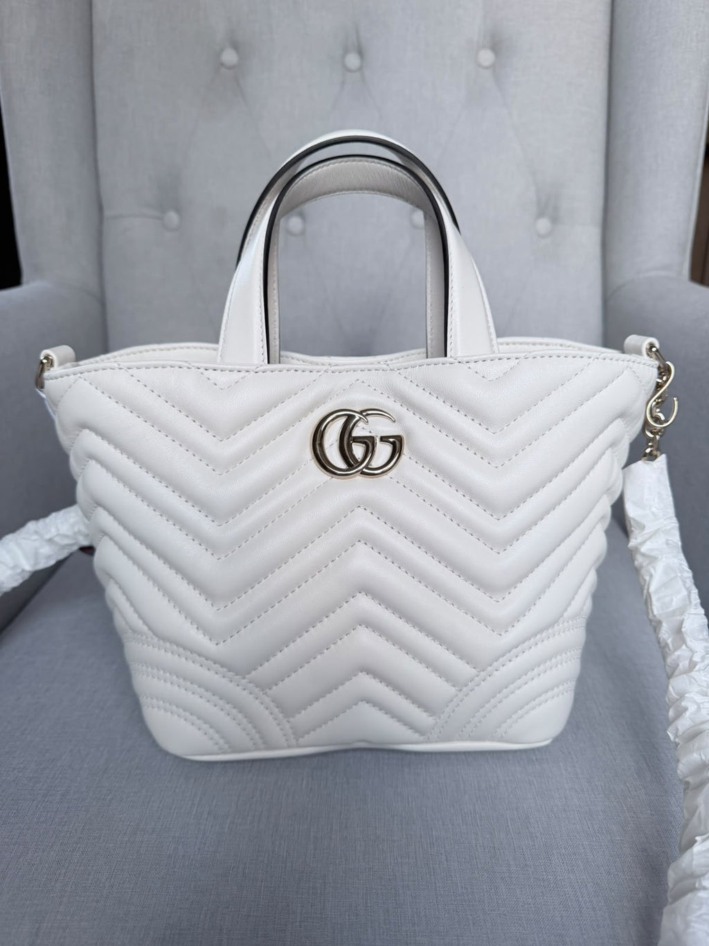 Gucci GG Marmont Small Tote Bag – Ivory – Brand New
