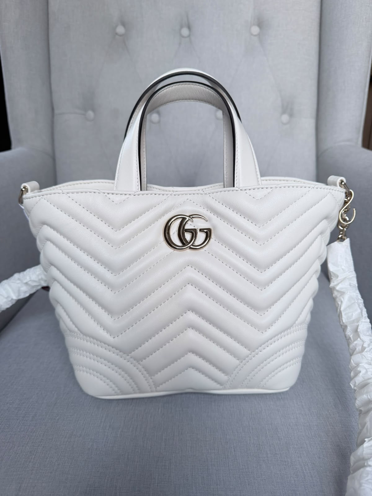 Gucci GG Marmont Small Tote Bag – Ivory – Brand New