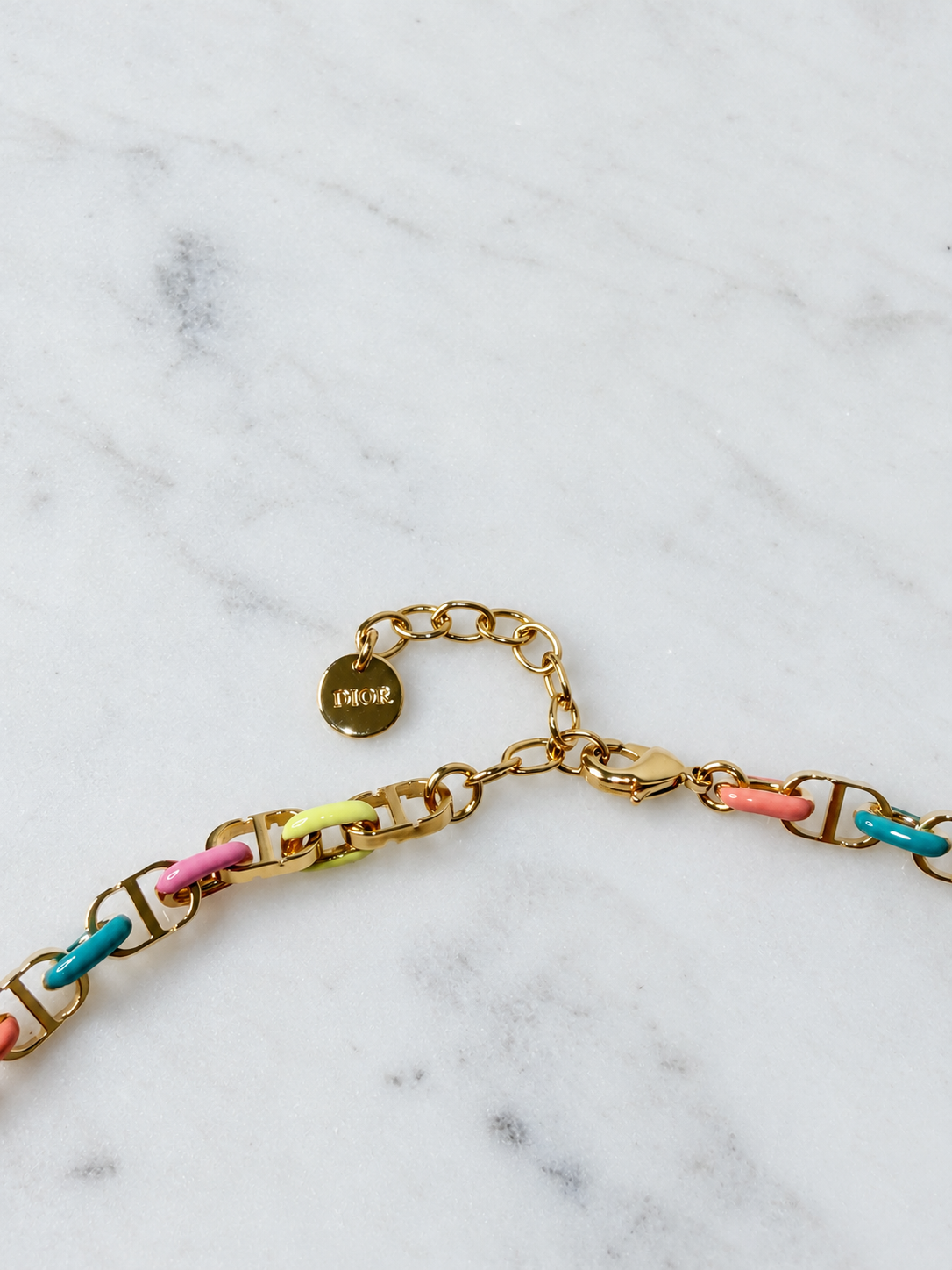 Christian Dior Multicolour Chain Necklace – Gold-Tone – Brand New with Tag