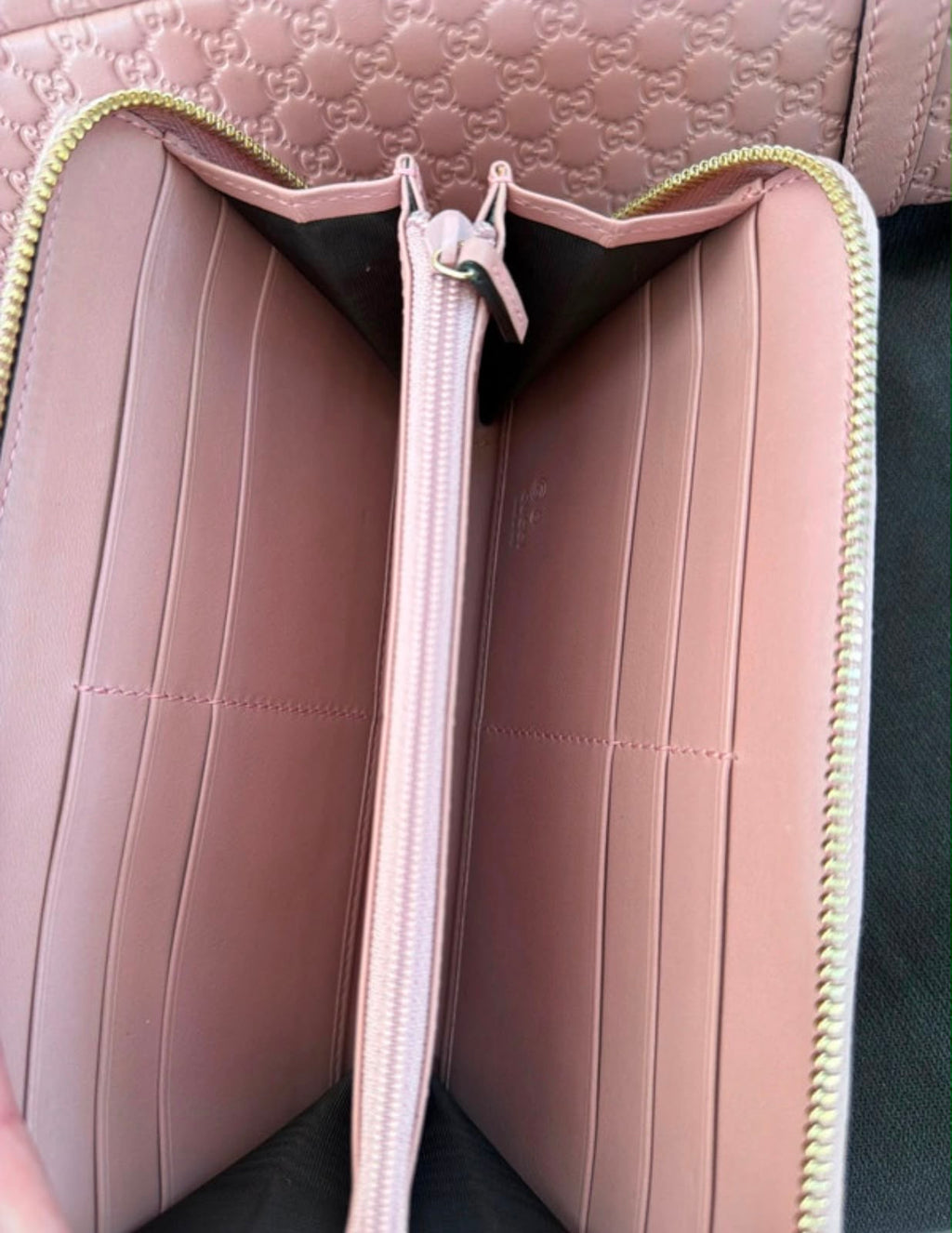 Gucci micro gg Guccissima pink tote bag and matching wallet