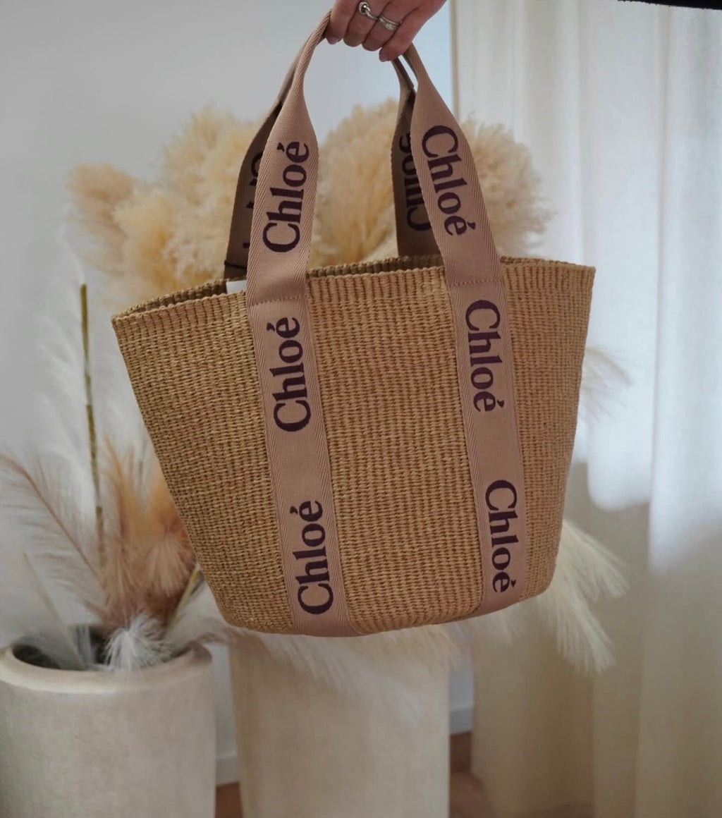 Chloe woody basket bag tan rose