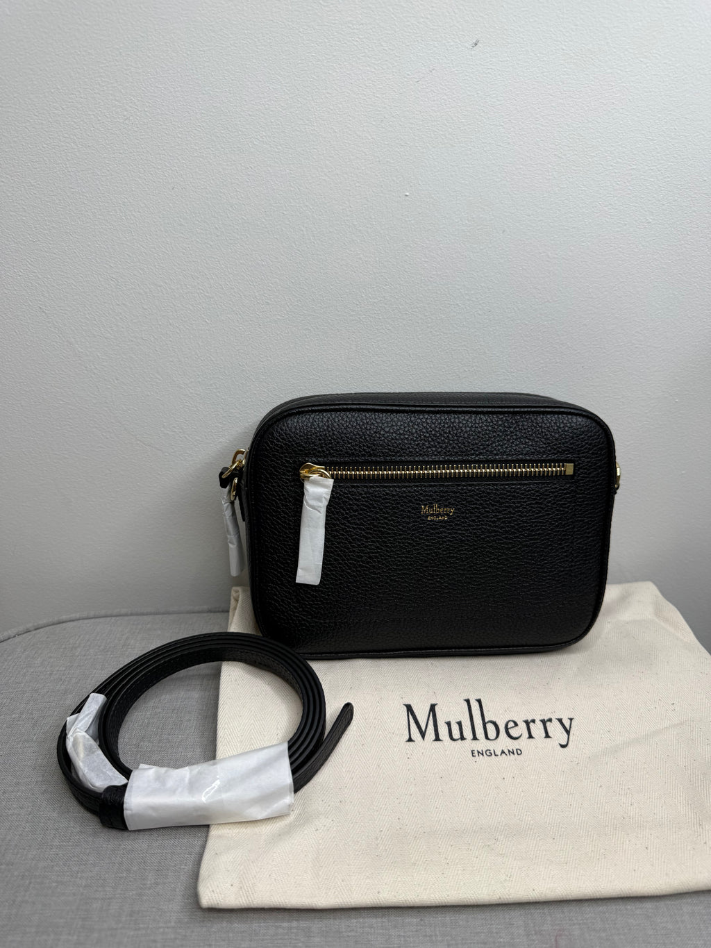 New Mulberry Classic Camera Bag in Black Small Grain Leather