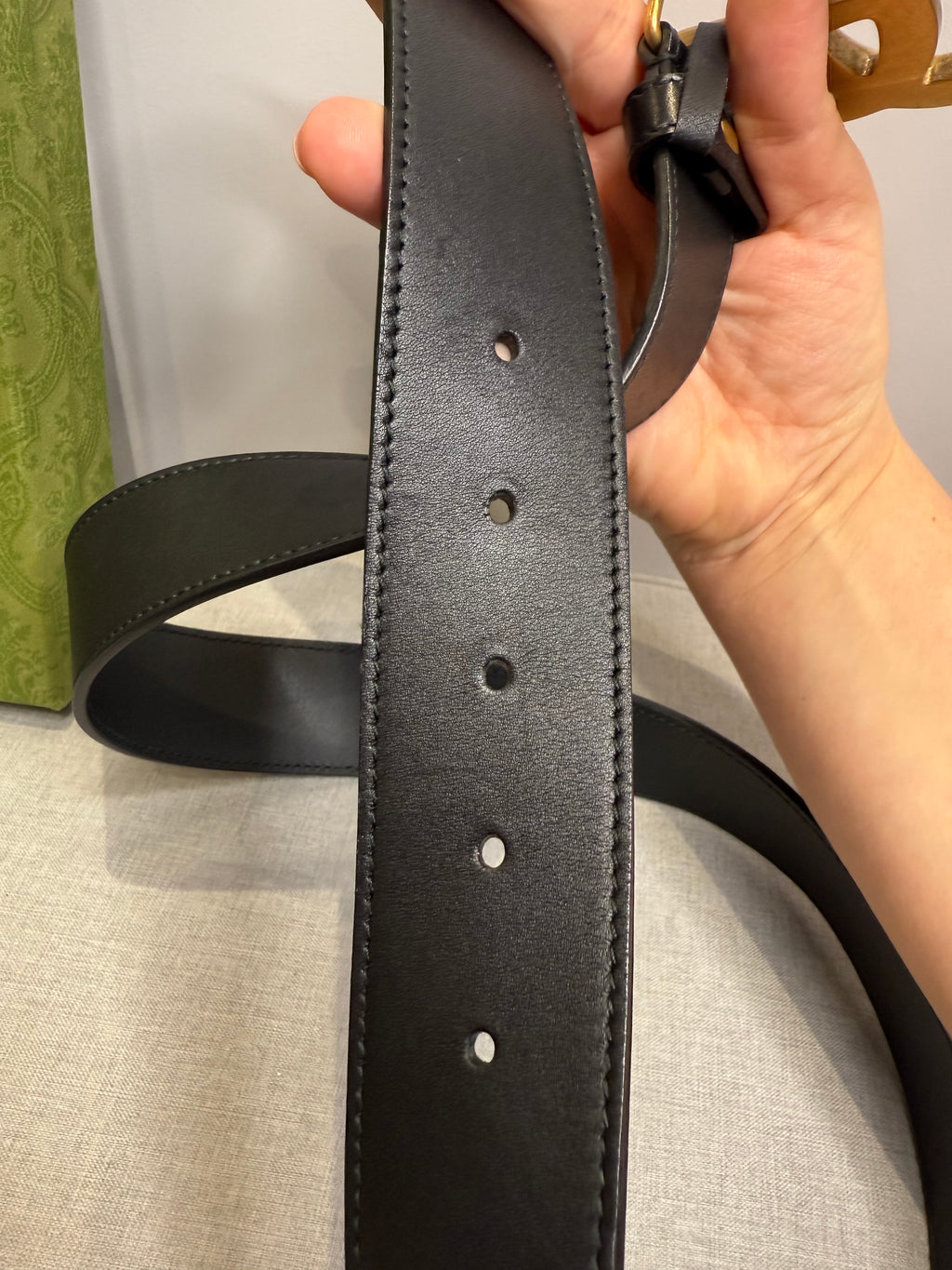 Gucci GG Marmont Black Leather Belt Size 90