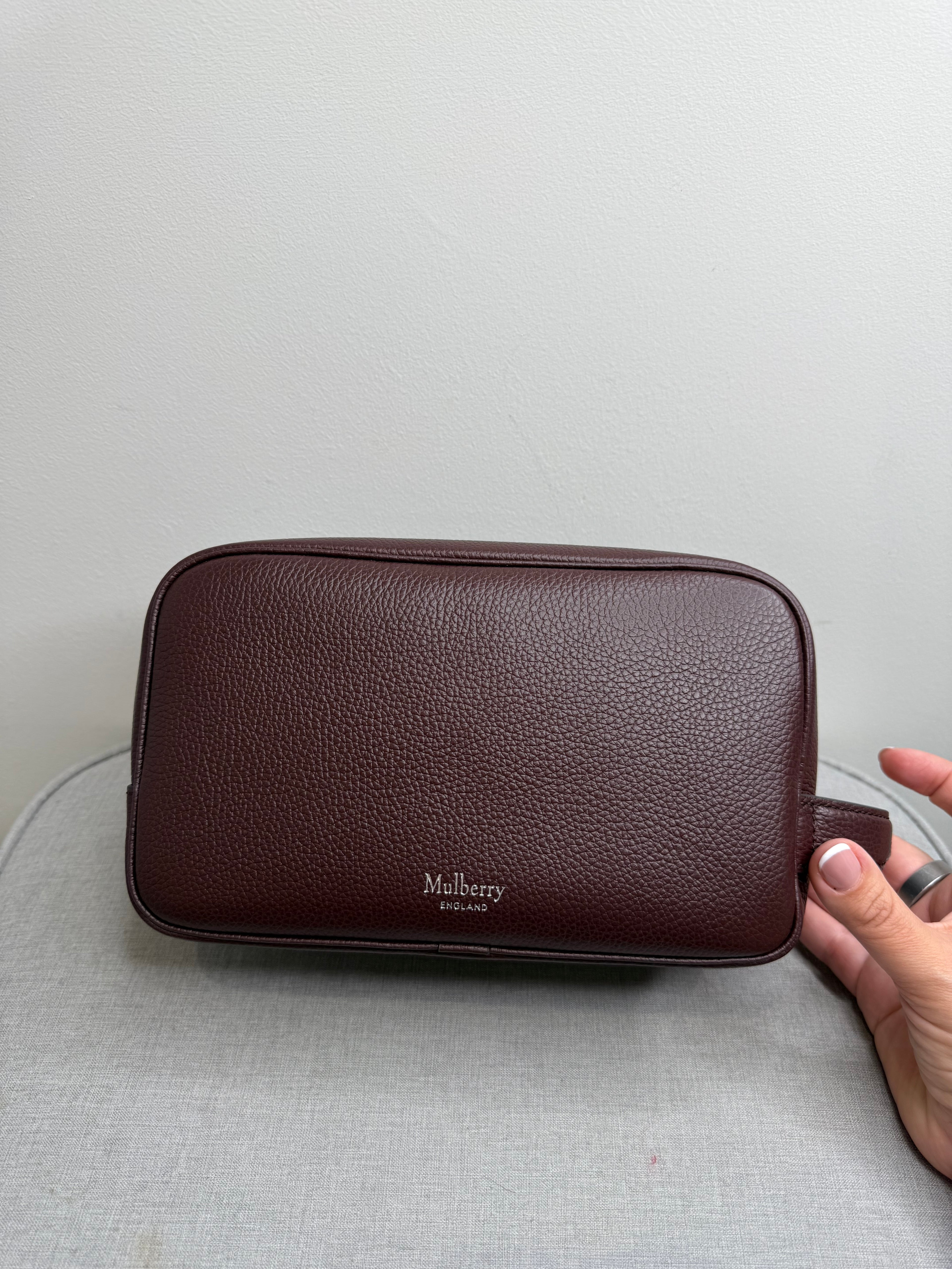 New Mulberry Heritage Unisex Oxblood Leather Washbag