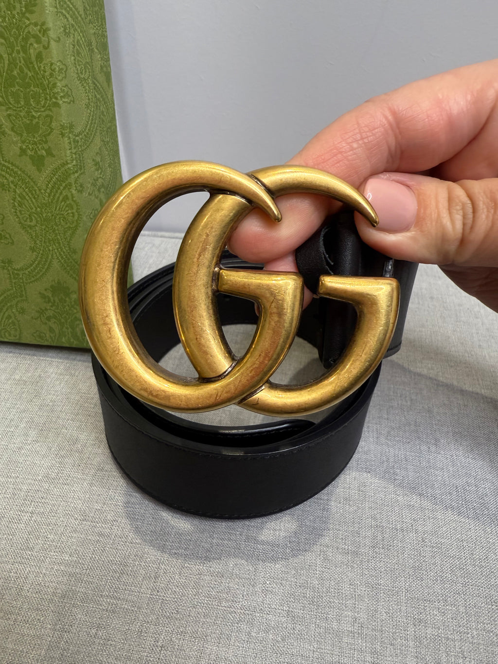 Gucci GG Marmont Black Leather Belt Size 90