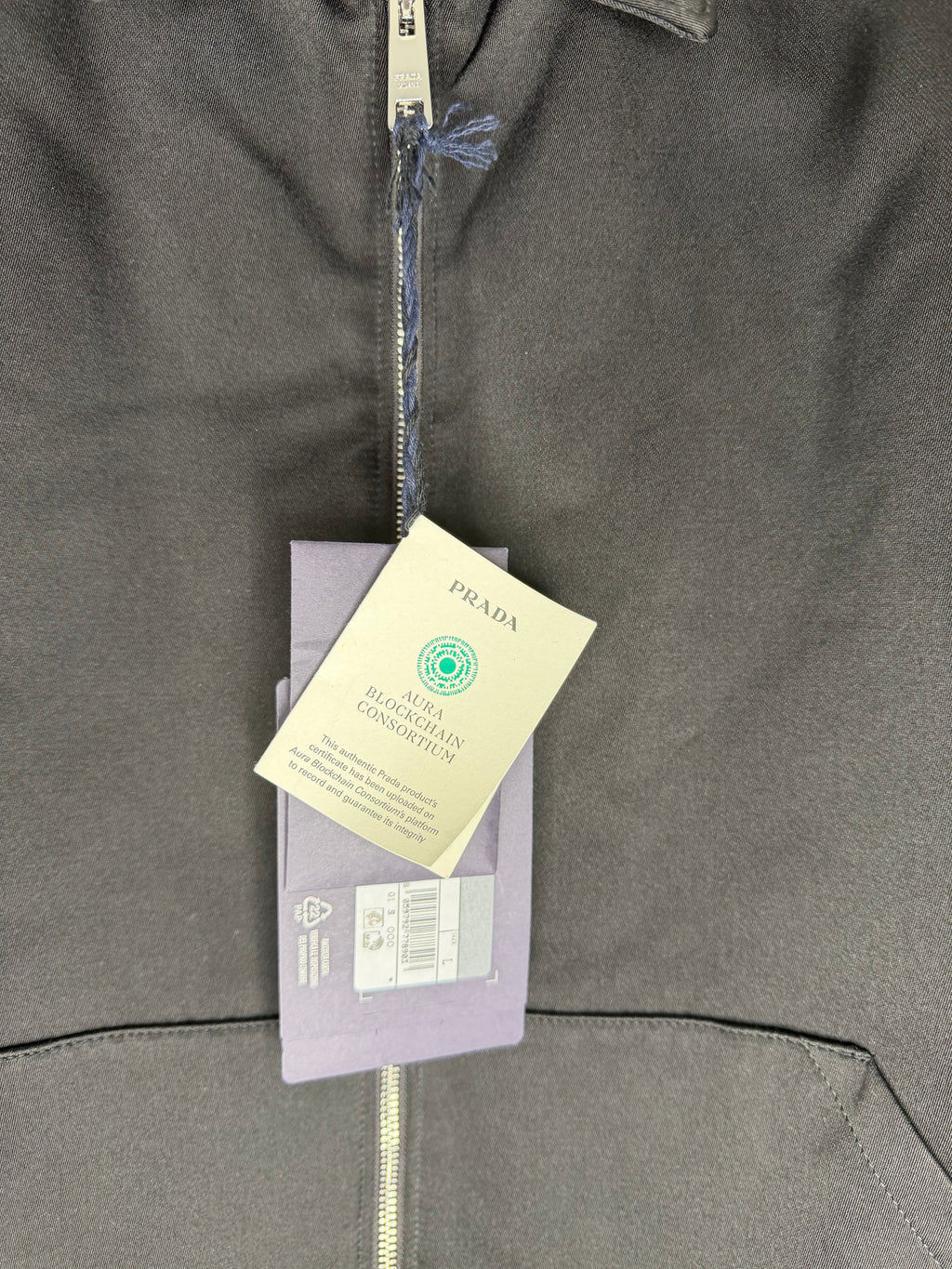 Prada Men’s Silk & Cotton-Blend Jacket – Black – Large – Brand New with Tags