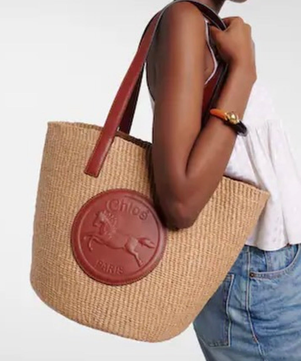 Chloe horse medal basket bag in tan