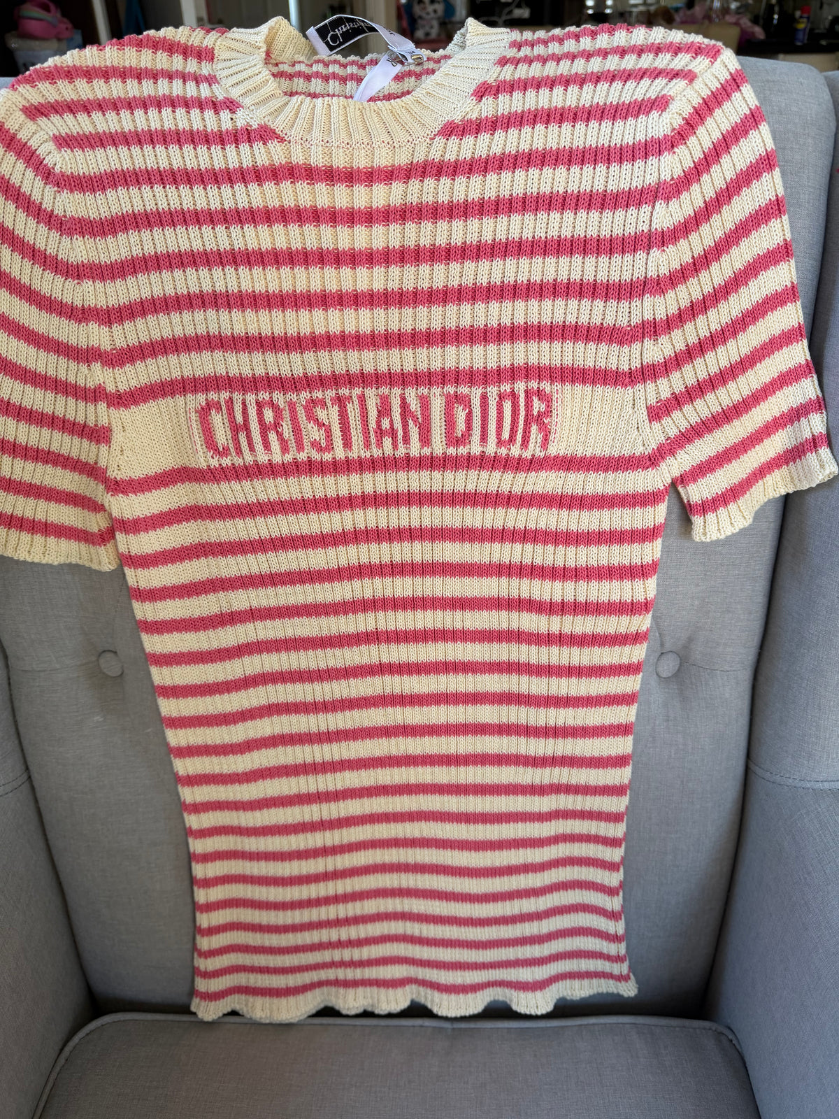 Christian Dior Dioriviera Striped Short-Sleeved Sweater – Size 42 / UK 10–12 - Brand New