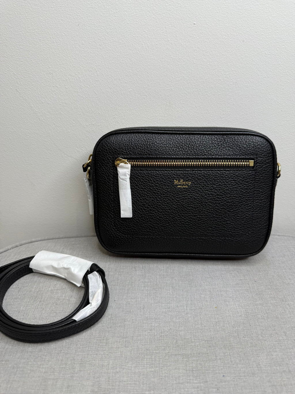 New Mulberry Classic Camera Bag in Black Small Grain Leather