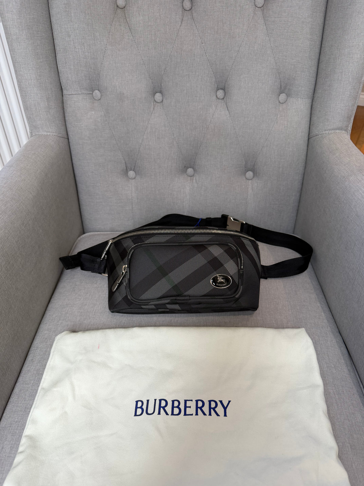Burberry Men’s Check Belt Bag - Brand New
