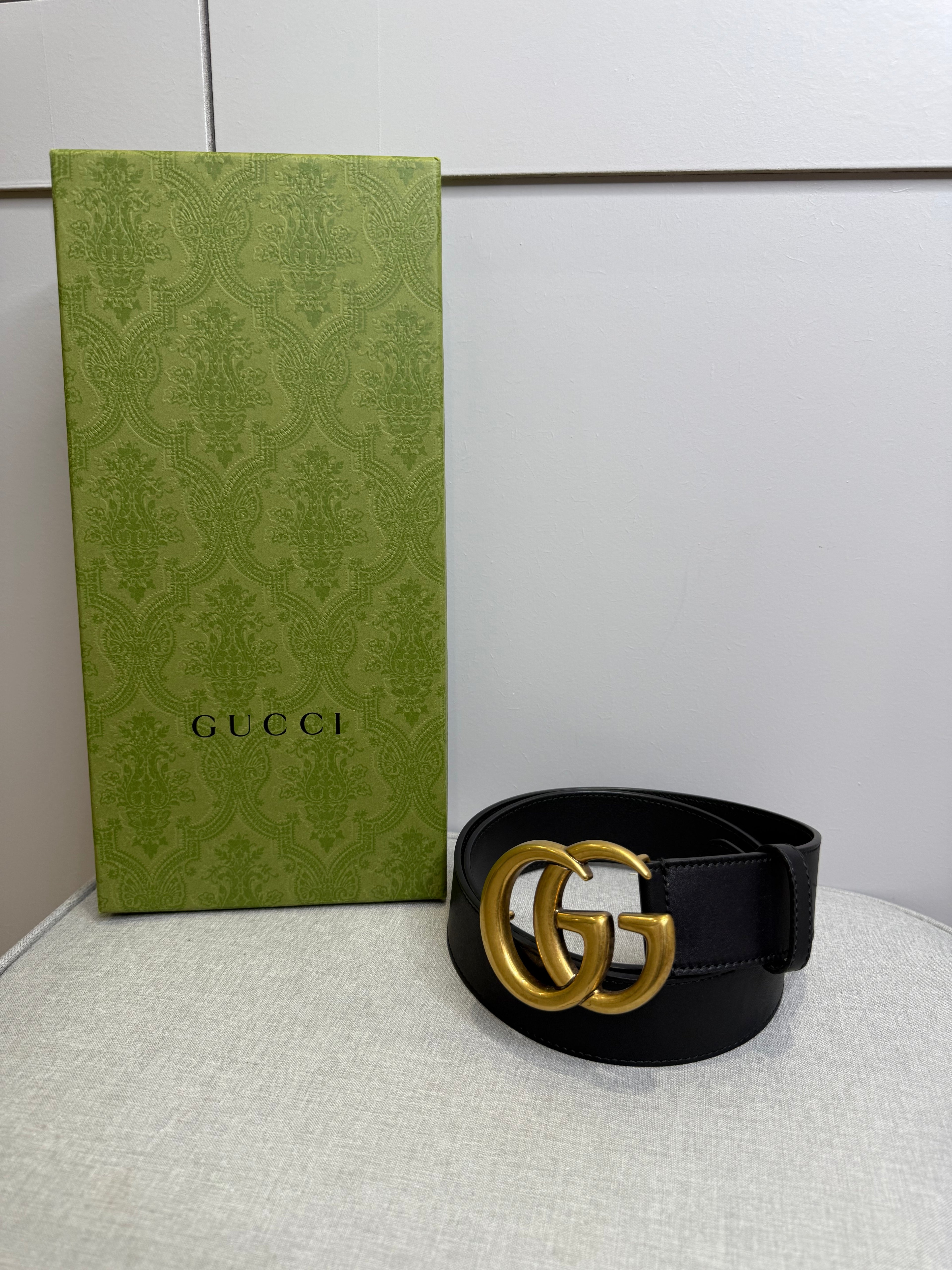 Gucci GG Marmont Black Leather Belt Size 90
