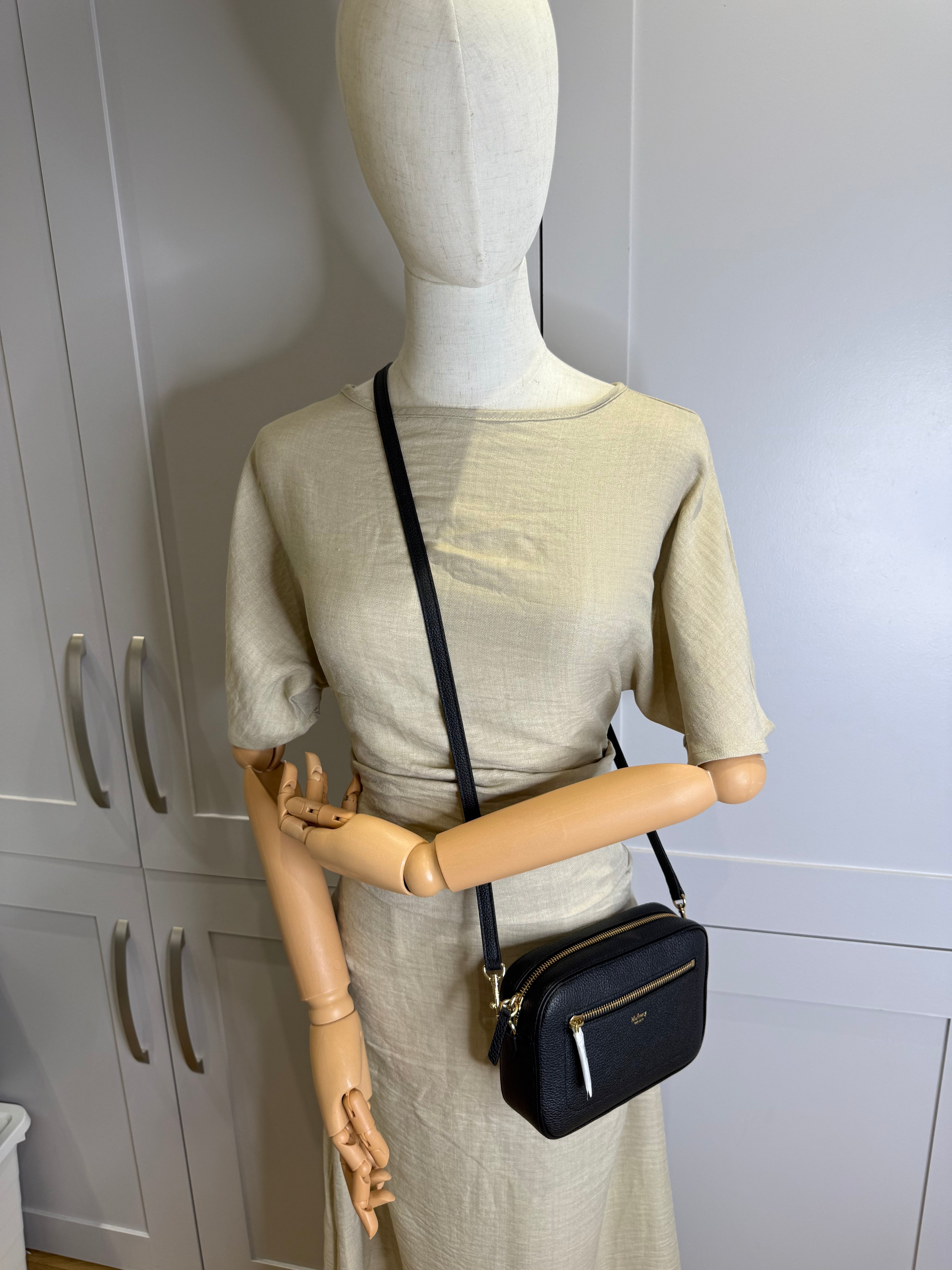 New Mulberry Classic Camera Bag in Black Small Grain Leather