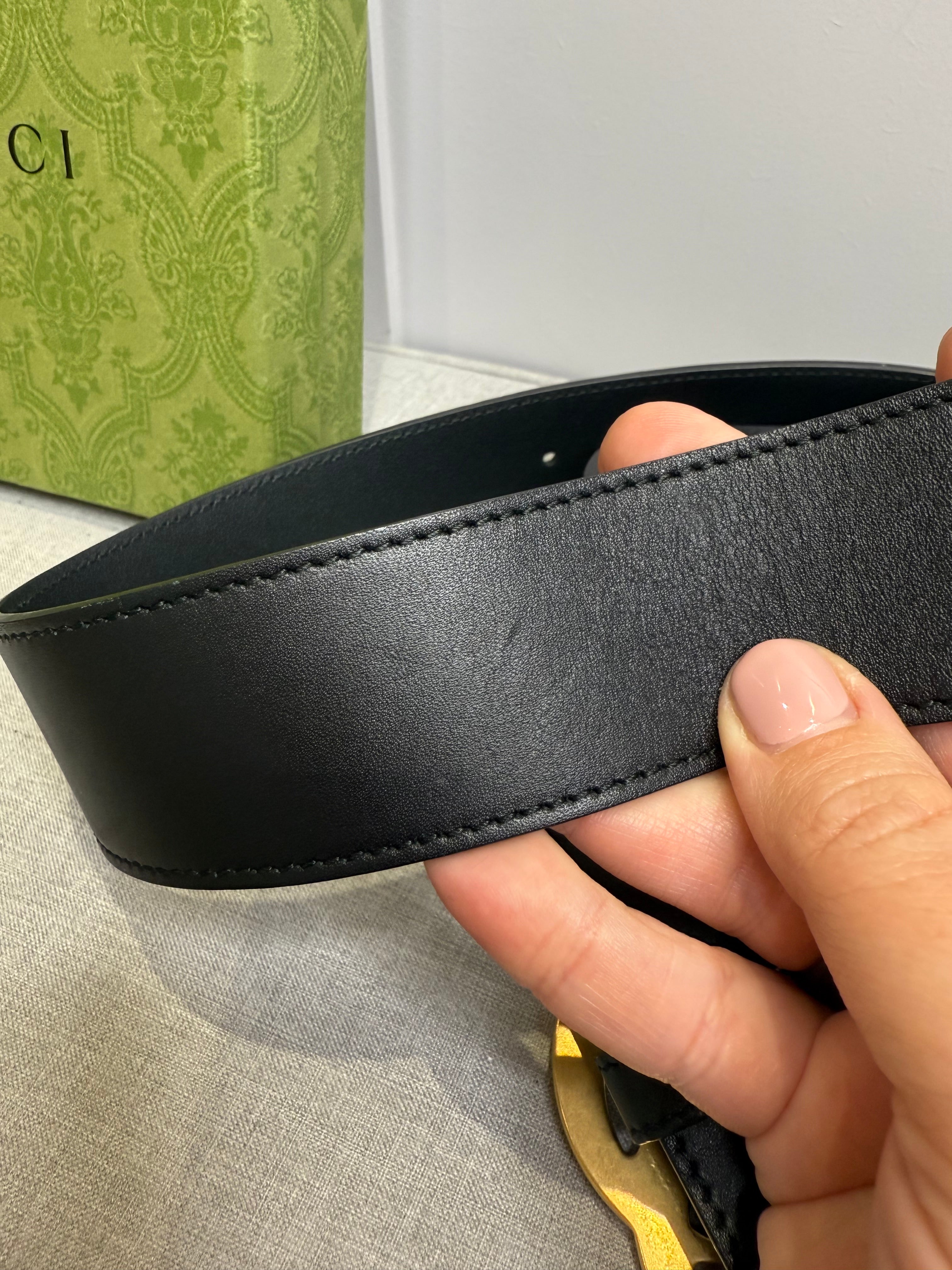 Gucci GG Marmont Black Leather Belt Size 90