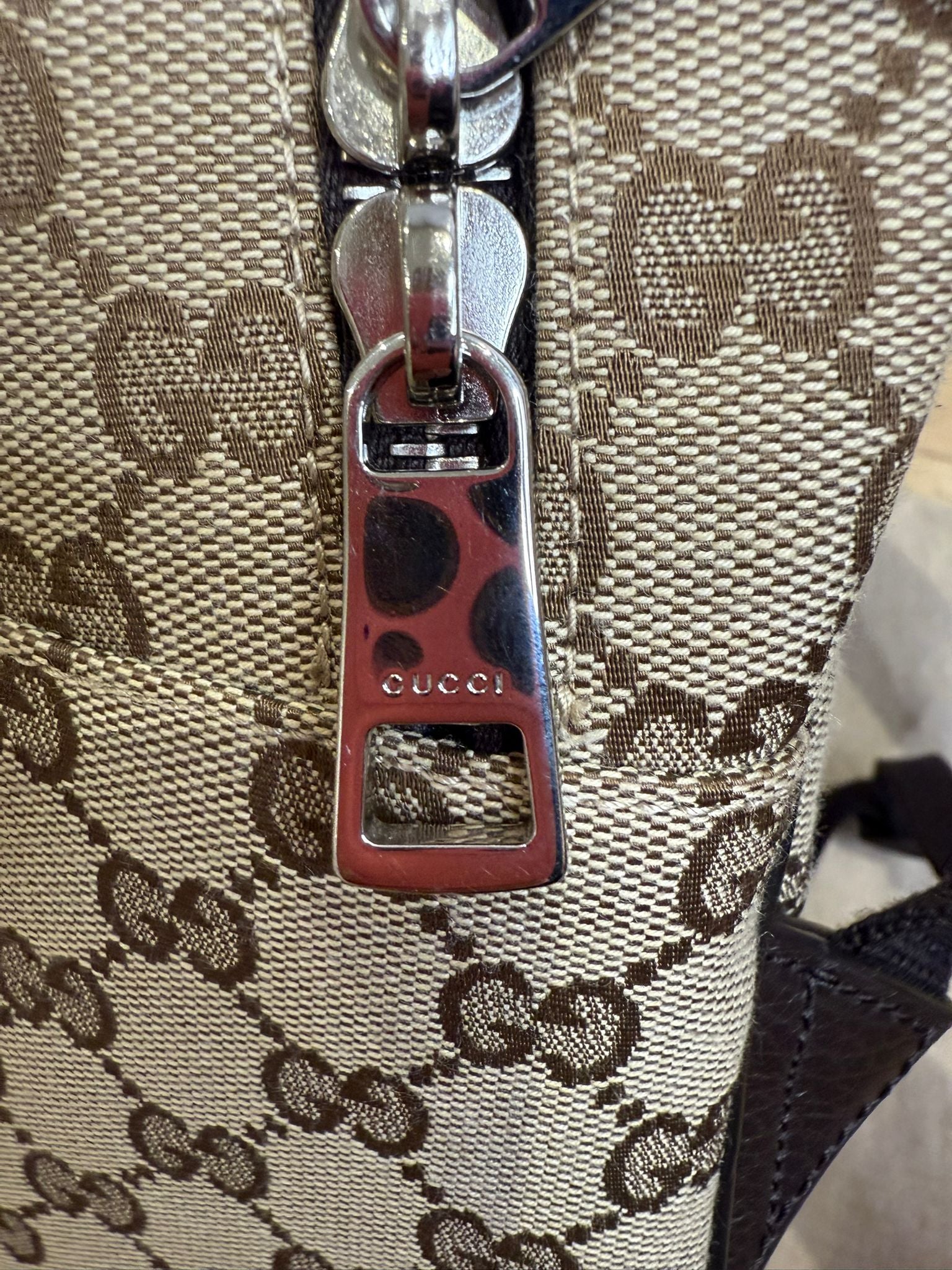 Gucci GG Supreme Canvas Zipped Backpack Discontinued Style | Authentic Designer Backpack