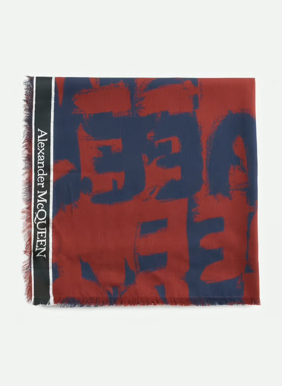 Alexander McQueen Graffiti Bordered Scarf