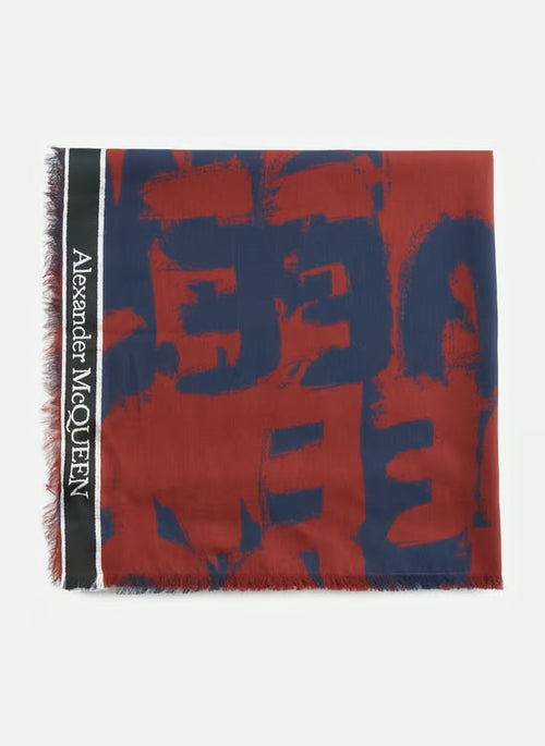 Alexander McQueen Graffiti Bordered Scarf