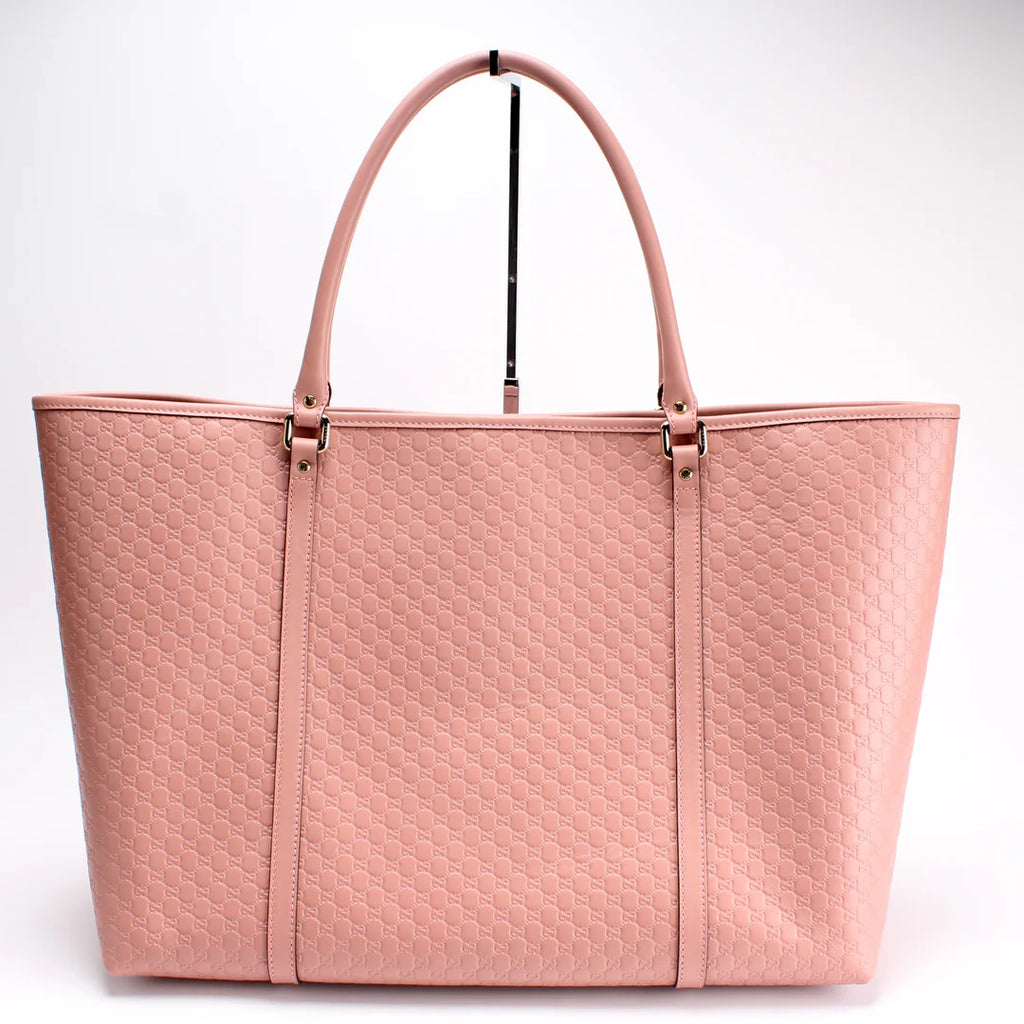 Gucci micro gg Guccissima pink tote bag and matching wallet