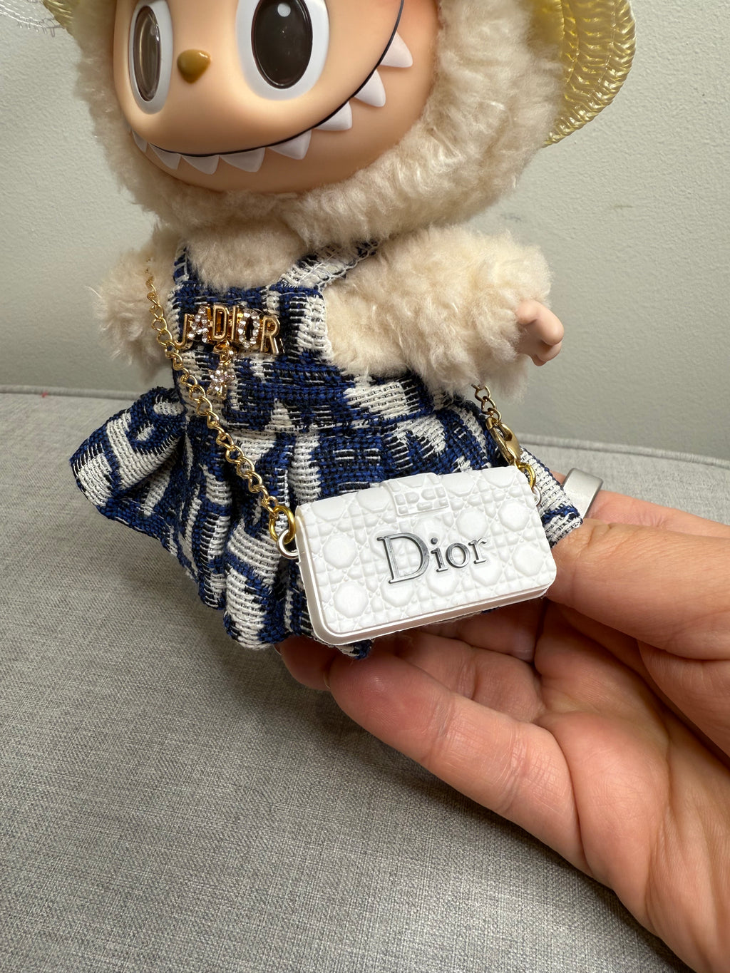 POPMART LABUBU THE MONSTERS EXCITED MACAROON VINYL PLUSH HANGING CARD WITH DESIGNER INSPIRED OUTFIT