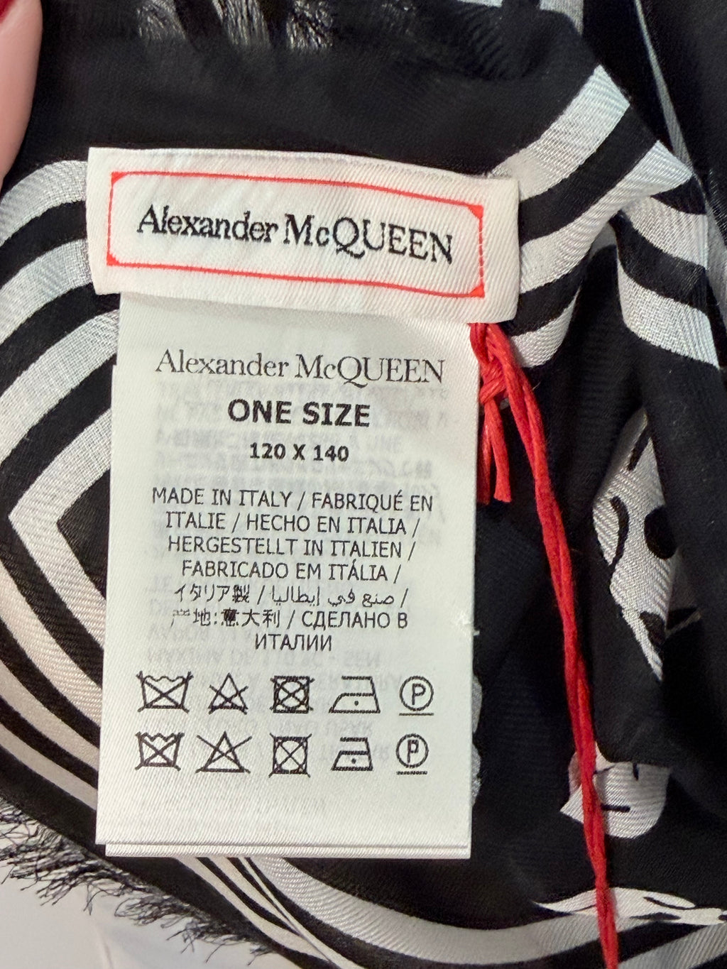 Alexander McQueen Modal Biker Skull Scarf – Black & Ivory – Brand New with Tags