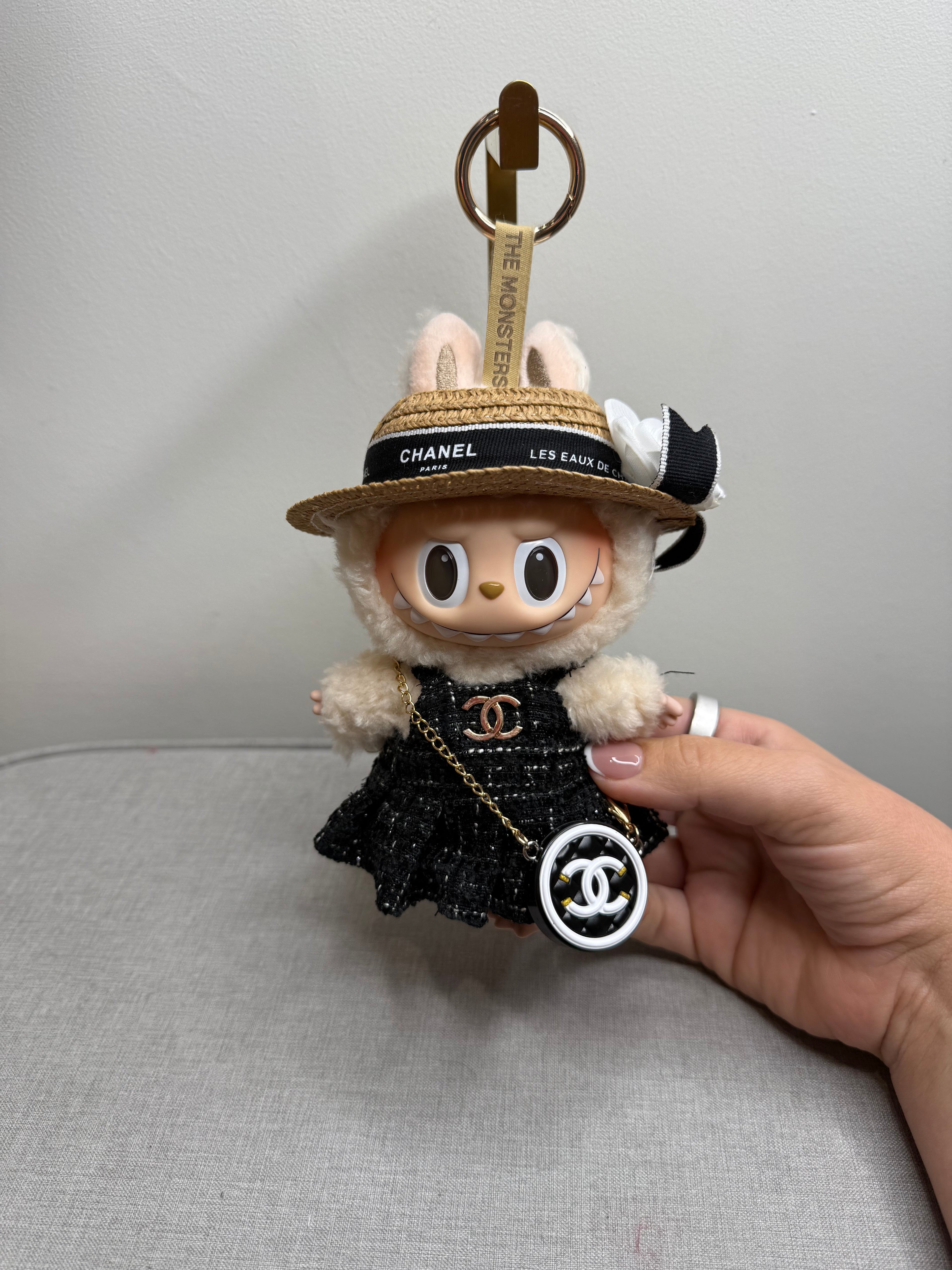 POPMART LABUBU THE MONSTERS EXCITED MACAROON VINYL PLUSH HANGING CARD WITH DESIGNER INSPIRED OUTFIT