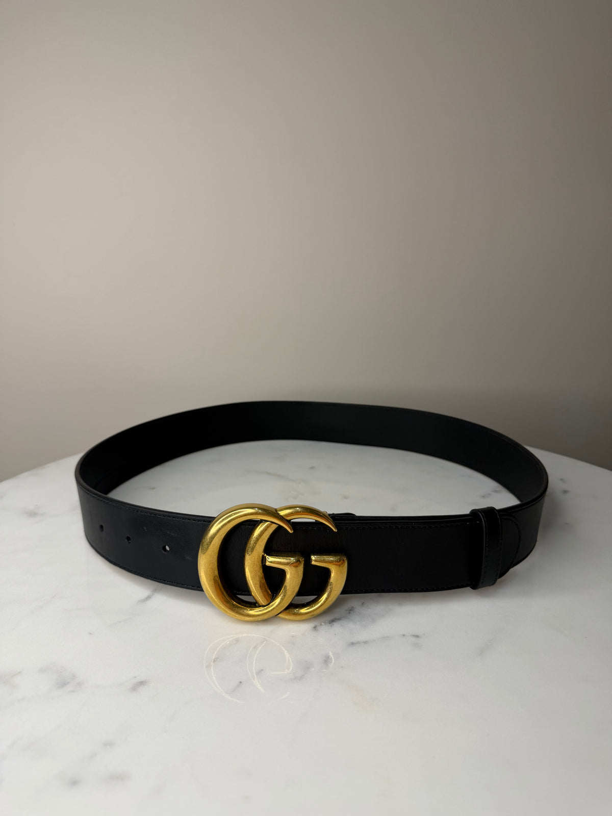 Gucci GG Marmont Black Leather Belt Size 85 - Pre owned