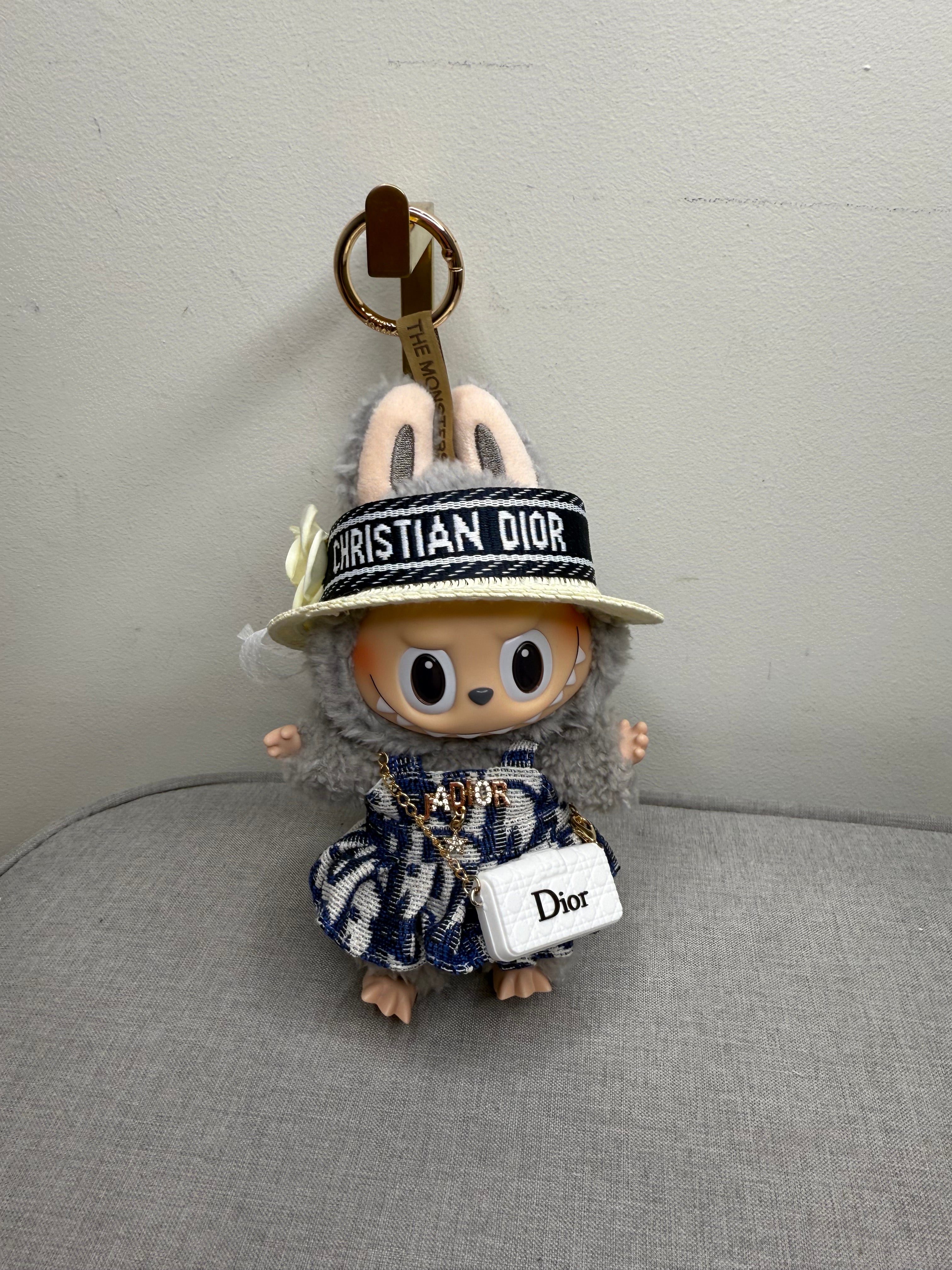 Popmart Labubu The Monsters Excited Macaroon Vinyl Plush Hanging Card With Designer Inspired Outfit