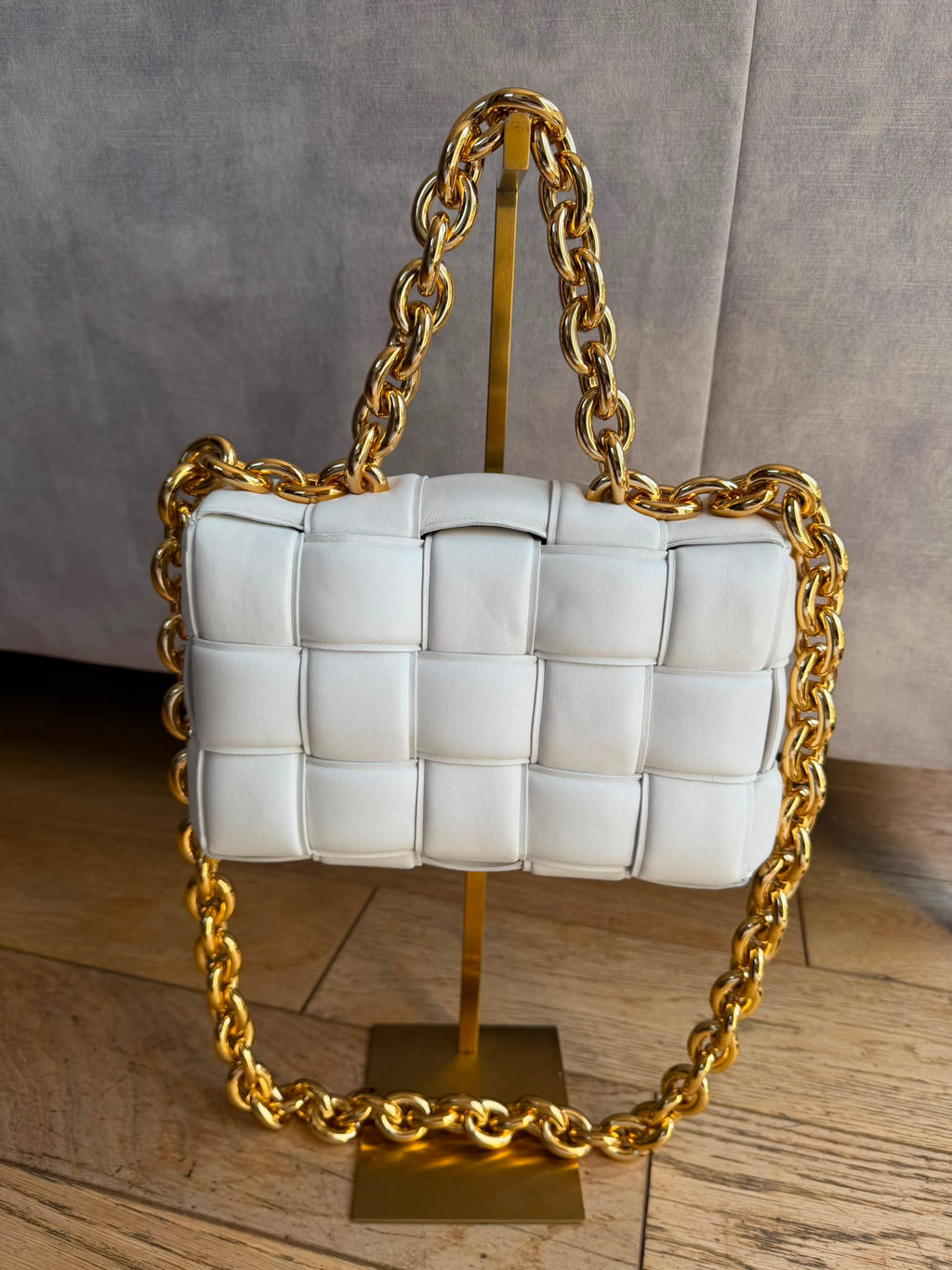 Bottega Veneta The Chain Cassette Crossbody Bag – White