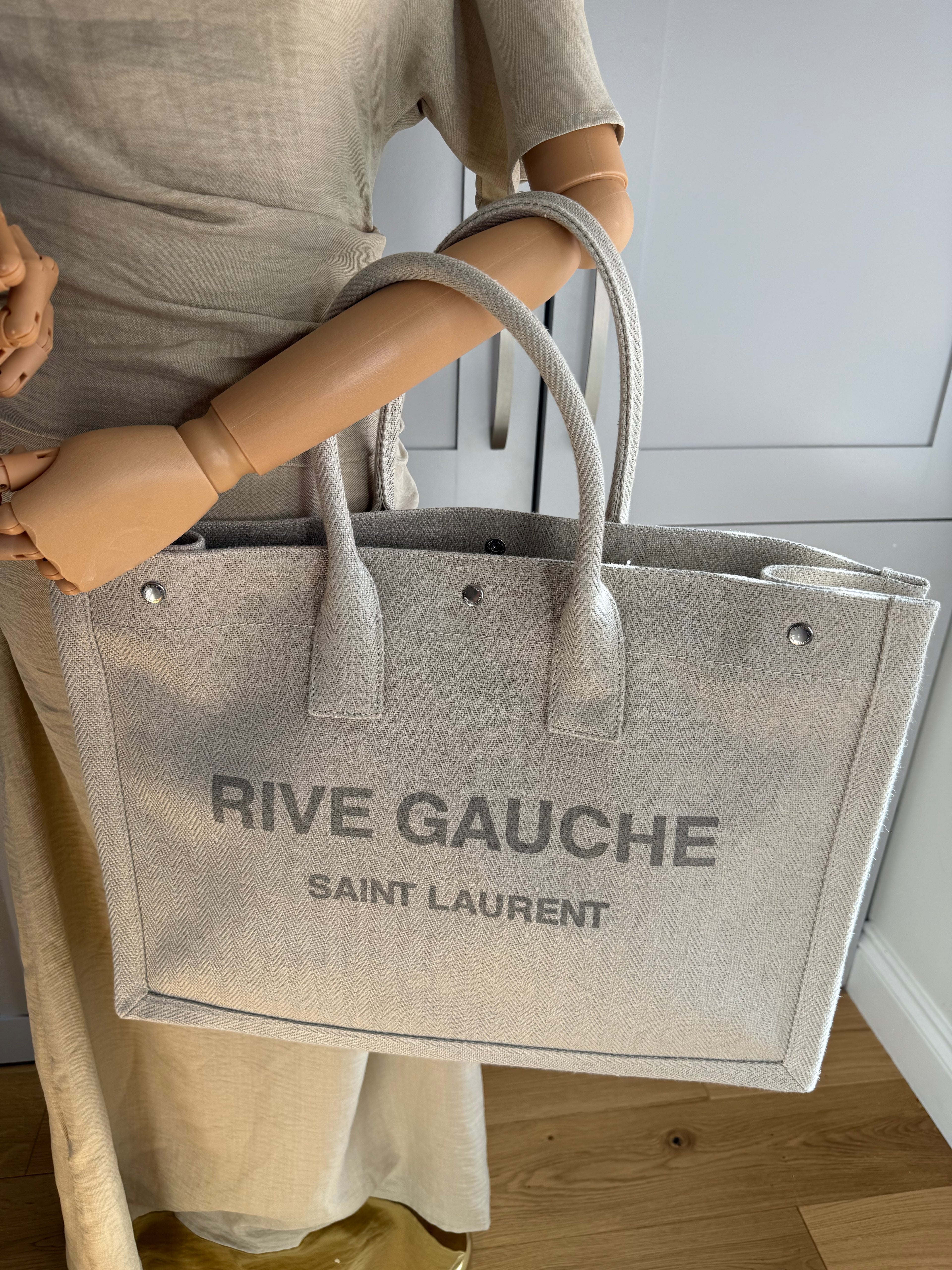 New Saint Laurent Rive Gauche Canvas Tote Bag
