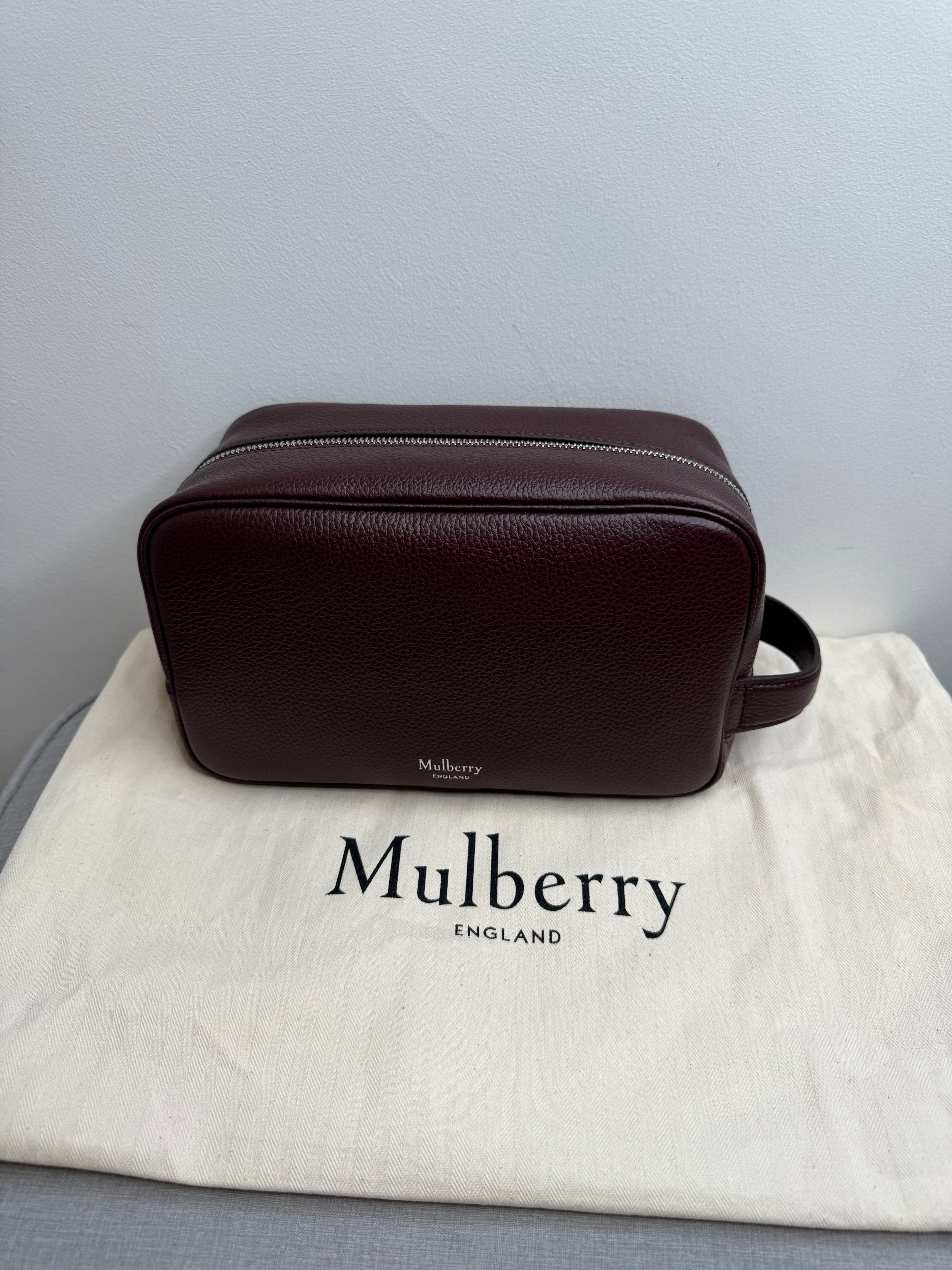 New Mulberry Heritage Unisex Oxblood Leather Washbag