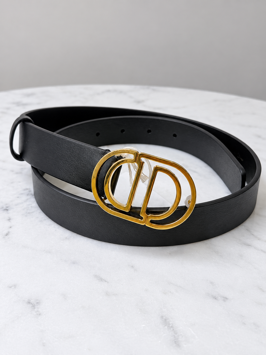 Christian Dior CD Logo Belt – Black & Gold-Tone – Size 75 – Brand New with Tags
