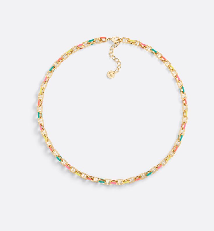 Christian Dior Multicolour Chain Necklace – Gold-Tone – Brand New with Tag
