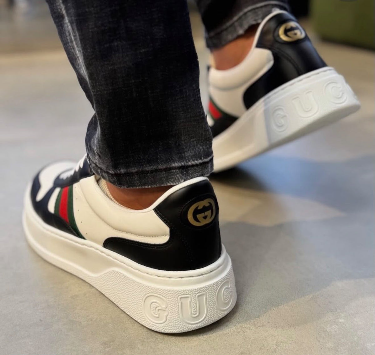 Gucci Women’s Chunky Leather Trainers with Web Detail – EU 36 / UK 3 – Brand New in Box
