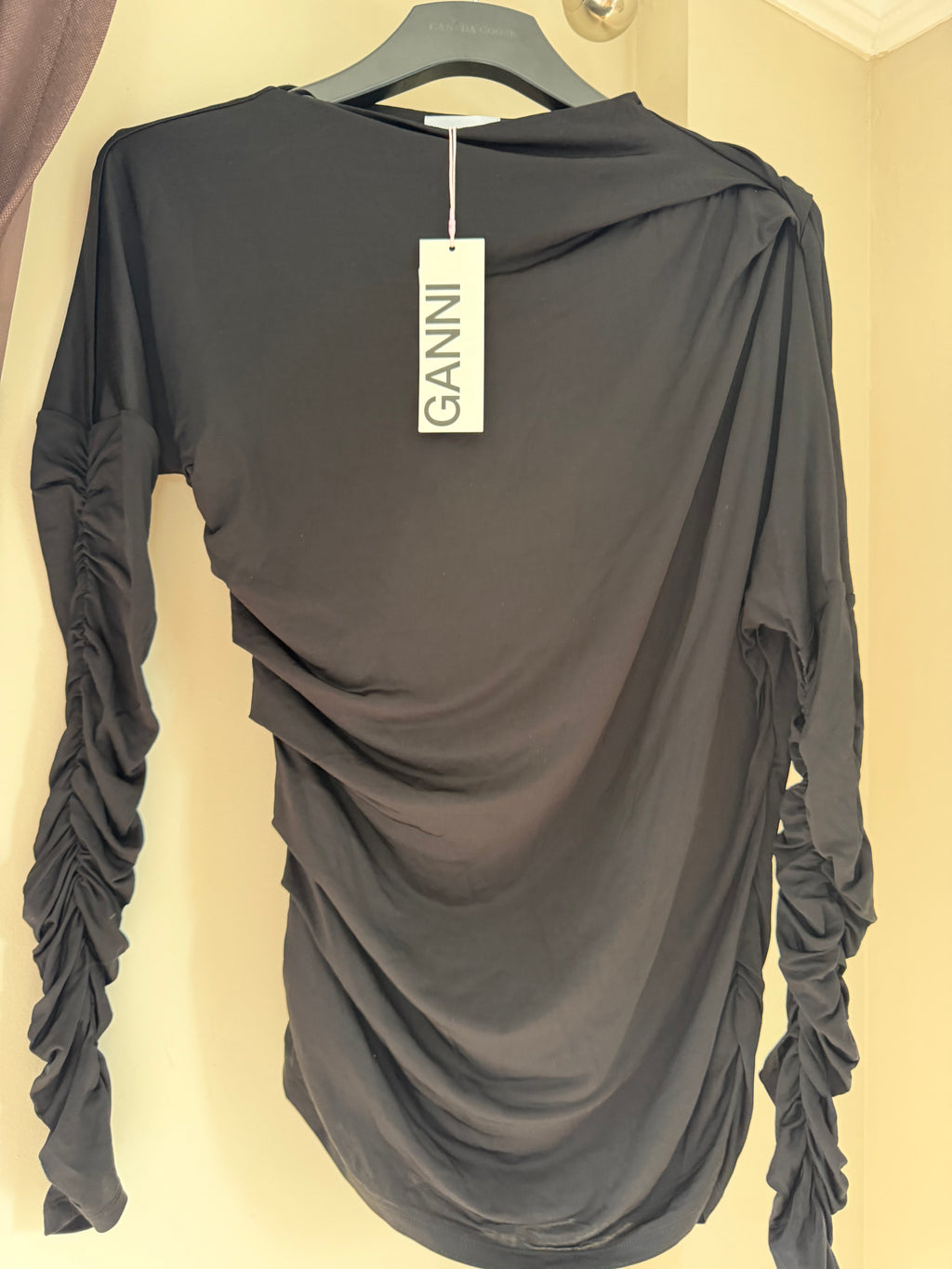 Ganni Black Ruched Top - Brand new