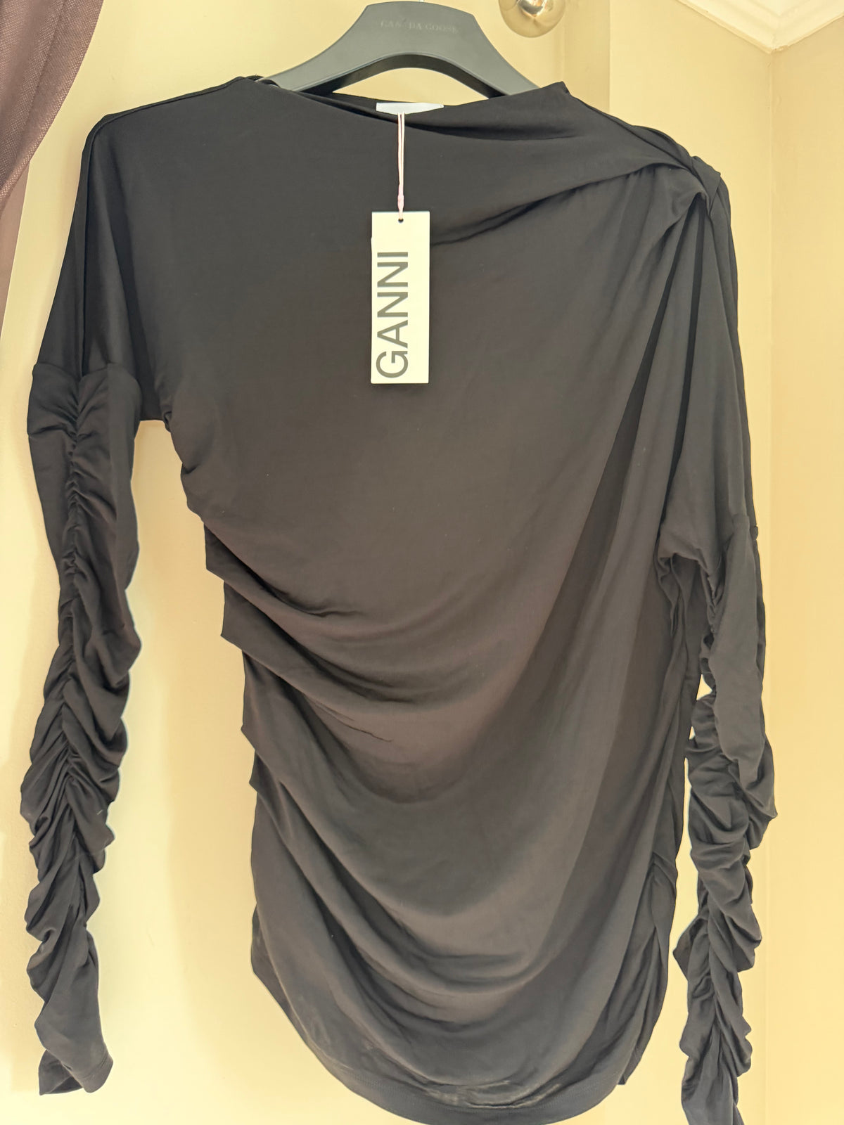 Ganni Black Ruched Top - Brand new