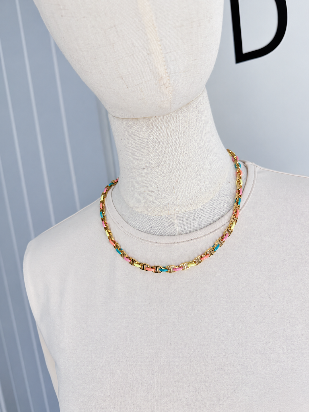 Christian Dior Multicolour Chain Necklace – Gold-Tone – Brand New with Tag