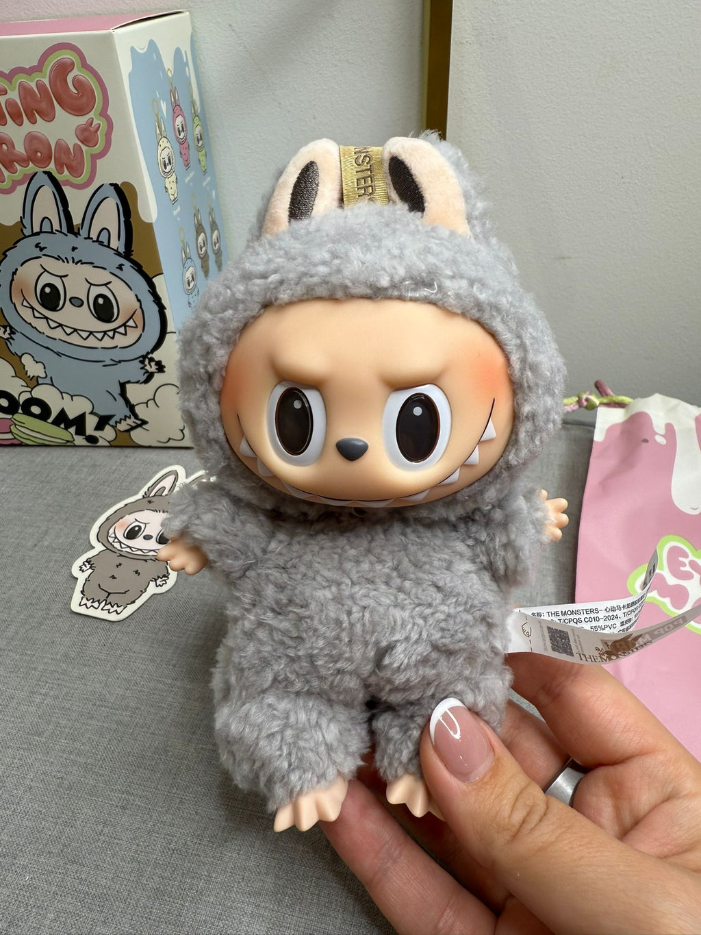 Popmart Labubu The Monsters Excited Macaroon Vinyl Plush Hanging Card With Designer Inspired Outfit