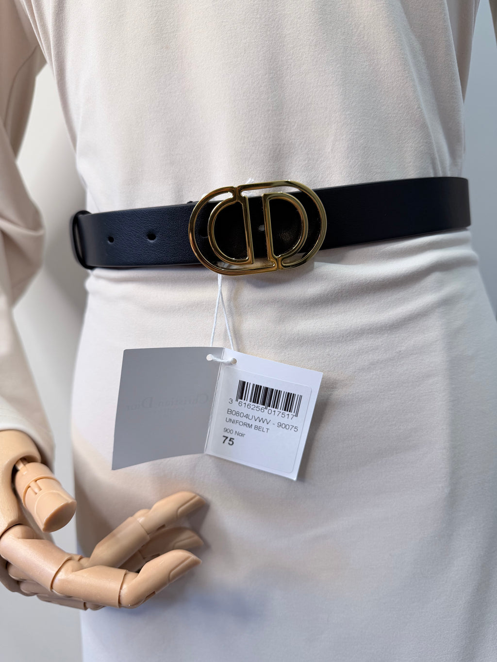 Christian Dior CD Logo Belt – Black & Gold-Tone – Size 75 – Brand New with Tags