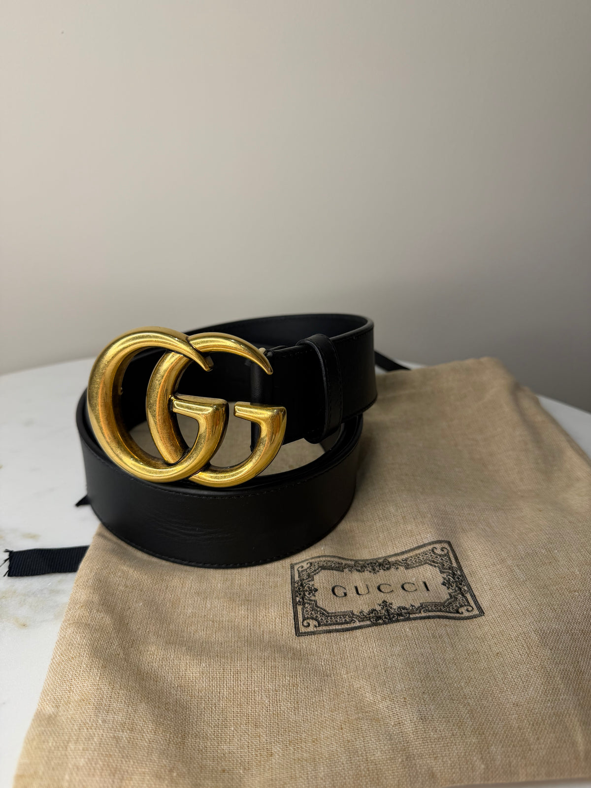 Gucci GG Marmont Black Leather Belt Size 85 - Pre owned