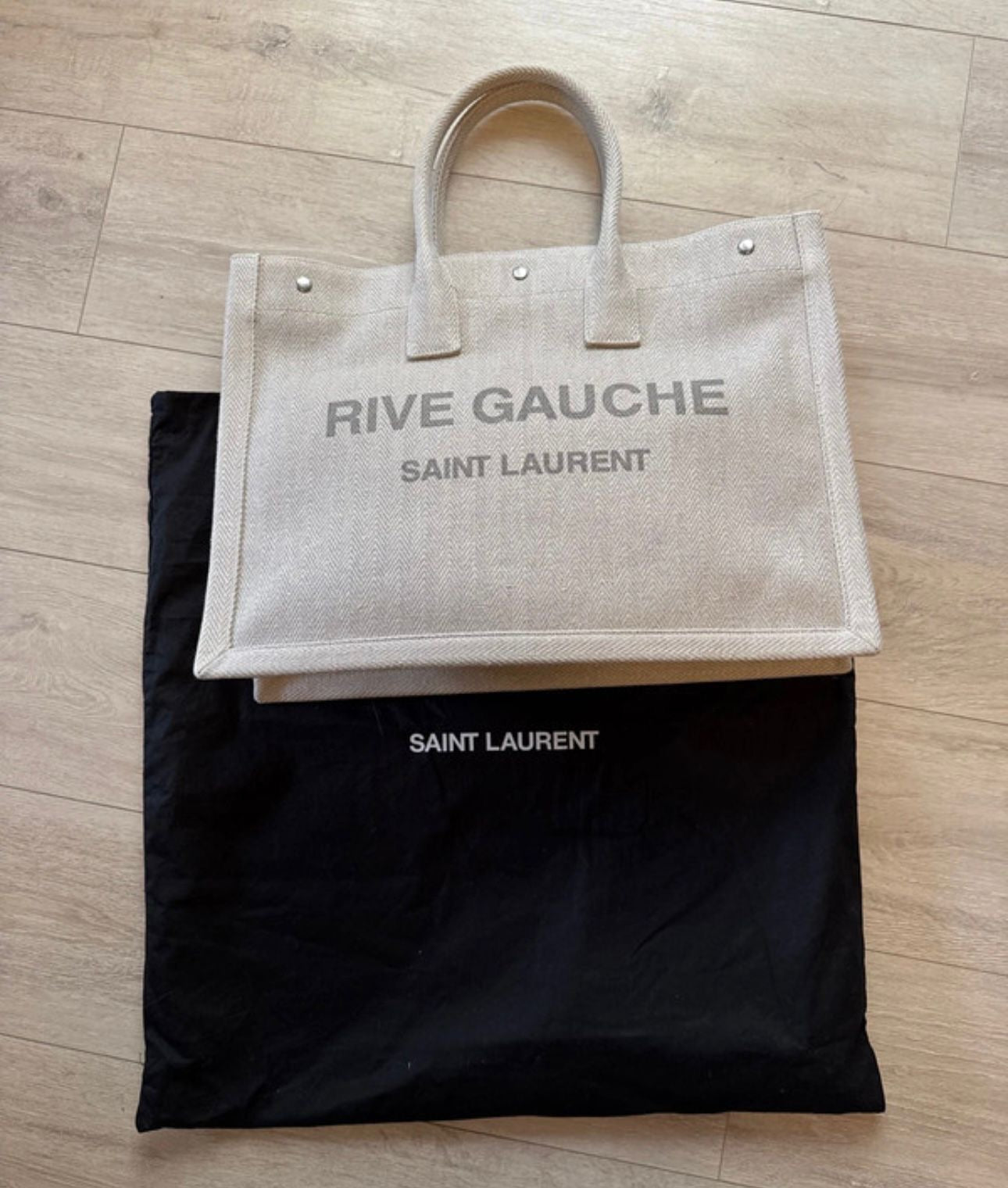 New Saint Laurent Rive Gauche Canvas Tote Bag