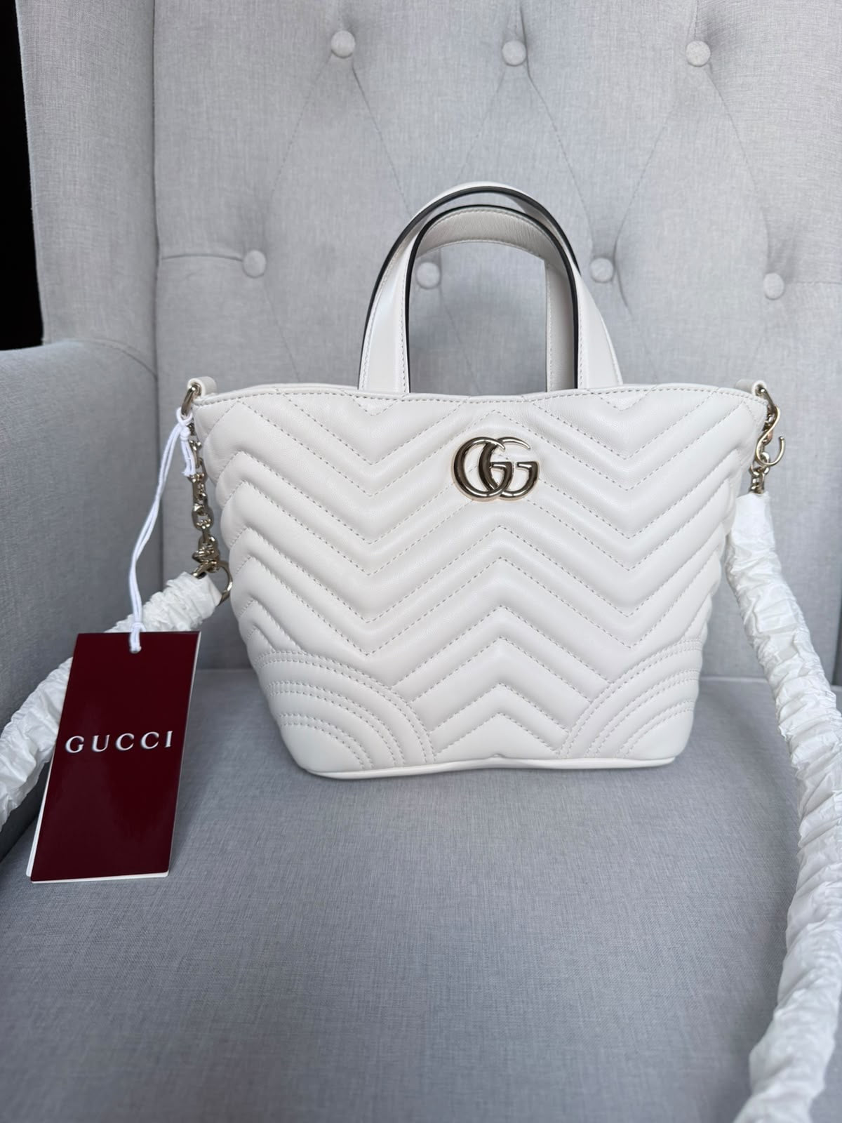 Gucci GG Marmont Small Tote Bag – Ivory – Brand New