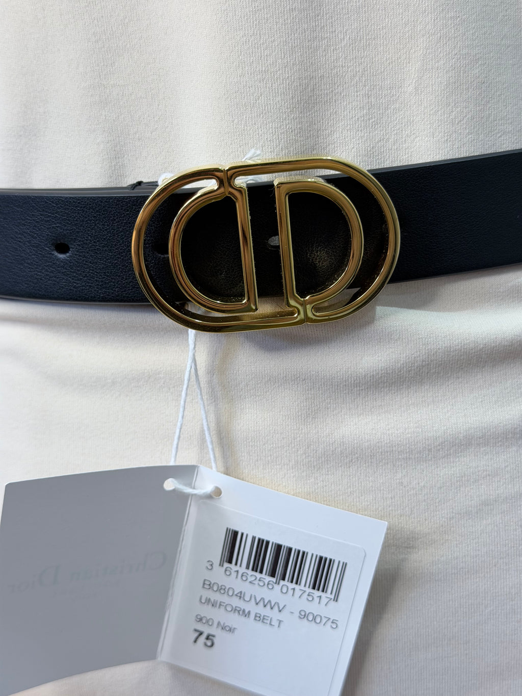 Christian Dior CD Logo Belt – Black & Gold-Tone – Size 75 – Brand New with Tags