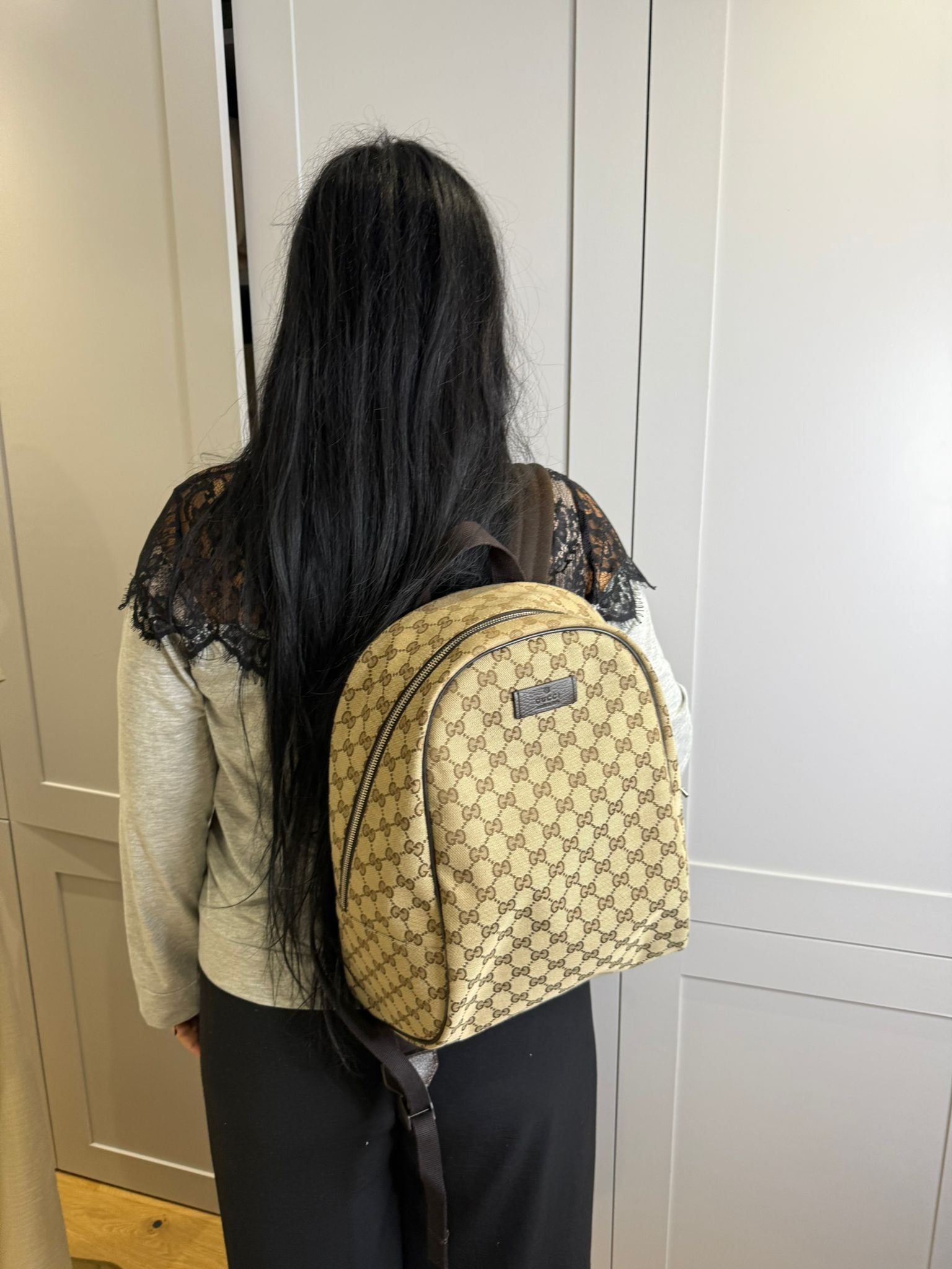 Gucci GG Supreme Canvas Zipped Backpack Discontinued Style | Authentic Designer Backpack
