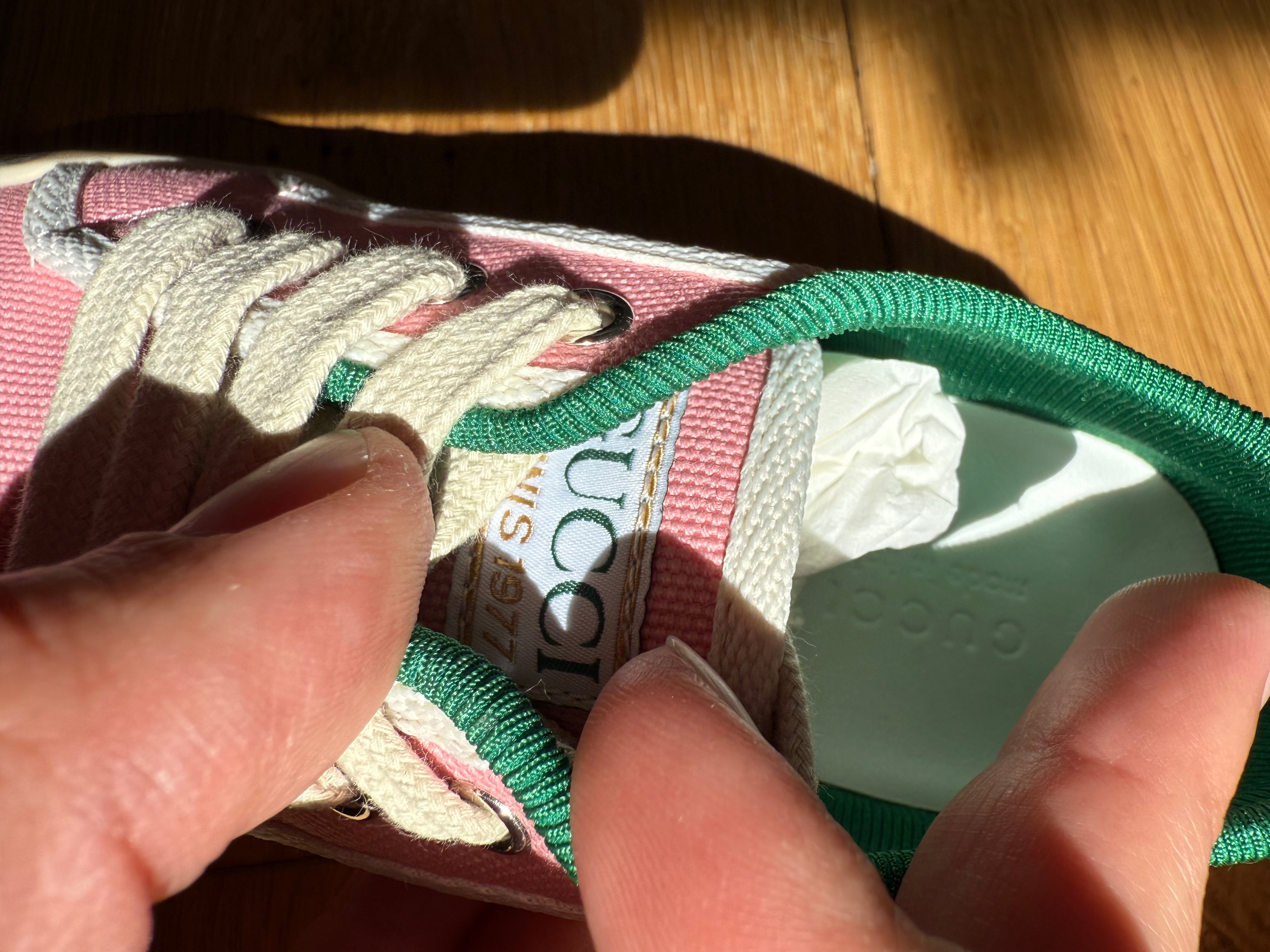 New Gucci GG Embroidered Kids Canvas Trainers In Pink