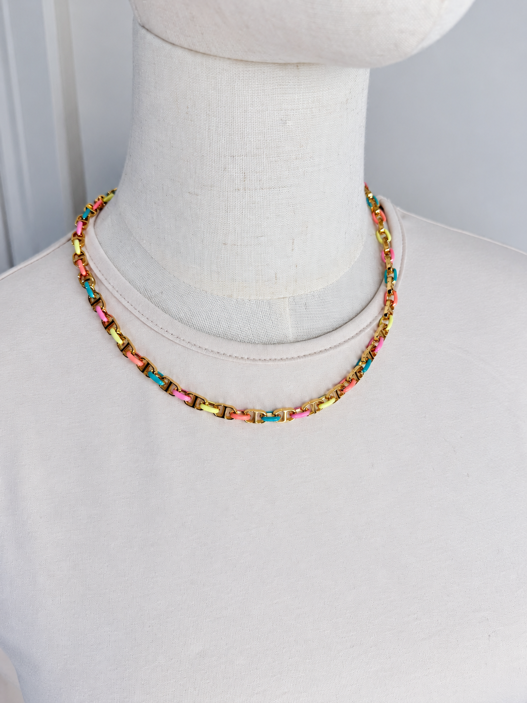 Christian Dior Multicolour Chain Necklace – Gold-Tone – Brand New with Tag