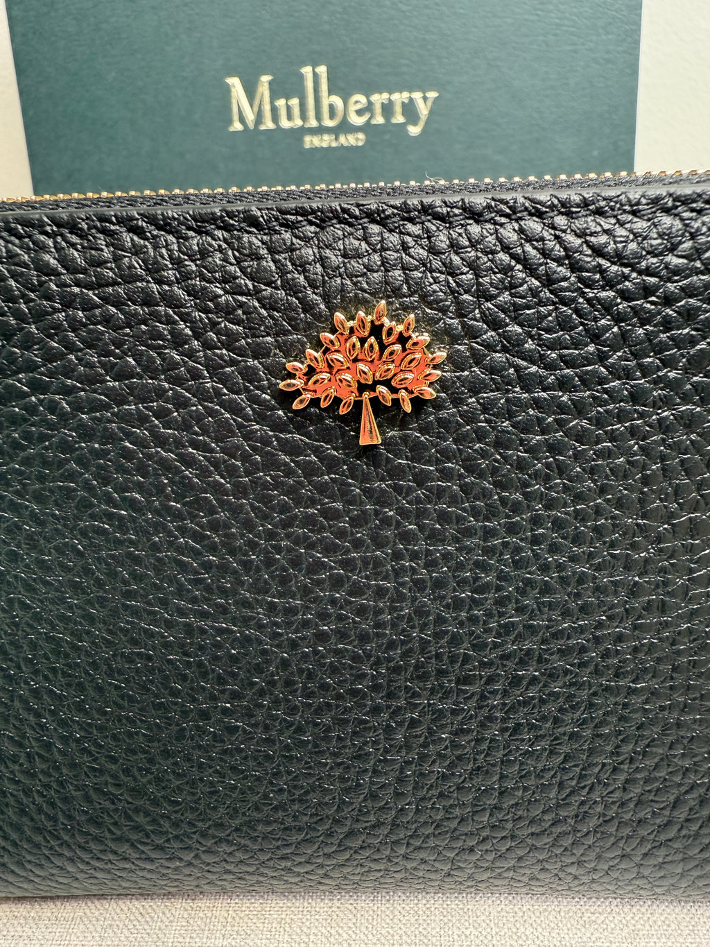 Mulberry Zip Around Tree Plaque Zip Around Wallet In Black Leather - New With Box